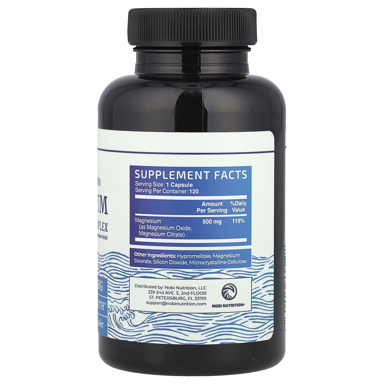 Nobi Nutrition, Magnesium Citrate Complex with Magnesium Oxide, 500 mg, 120 Capsules - Image 2