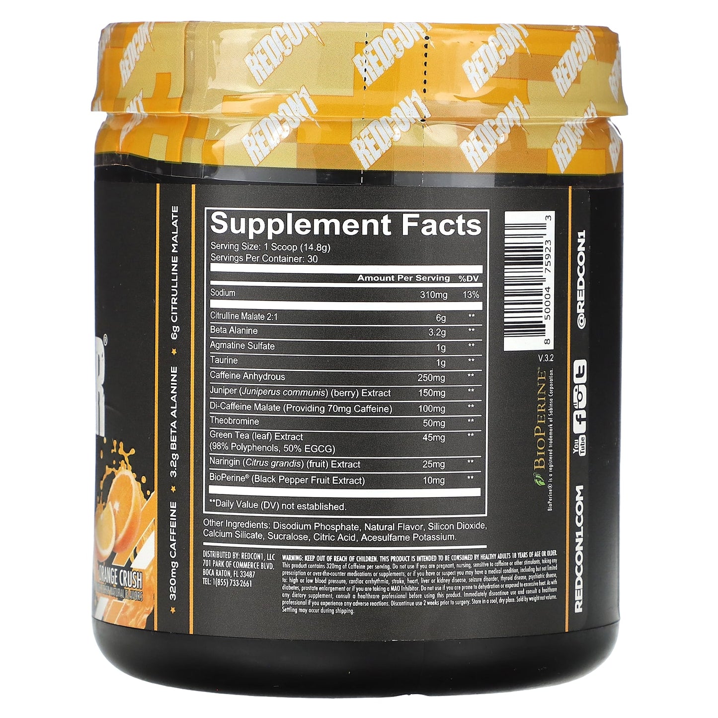 Redcon1, Total War, Pre-Workout, Orange Crush, 15.66 oz (444 g) - Image 2