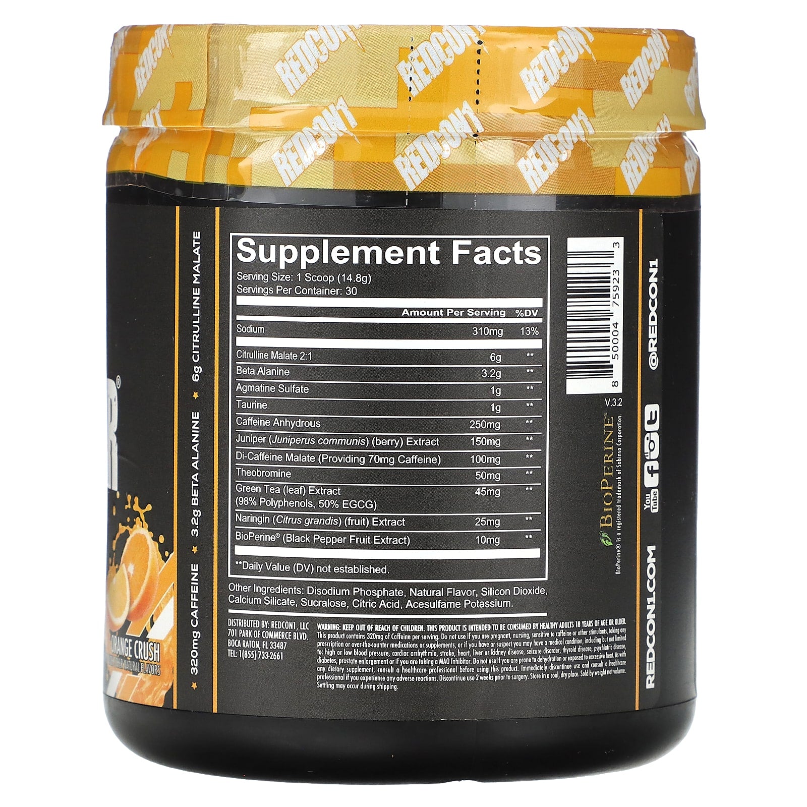 Redcon1, Total War, Pre-Workout, Orange Crush, 15.66 oz (444 g) - Image 2