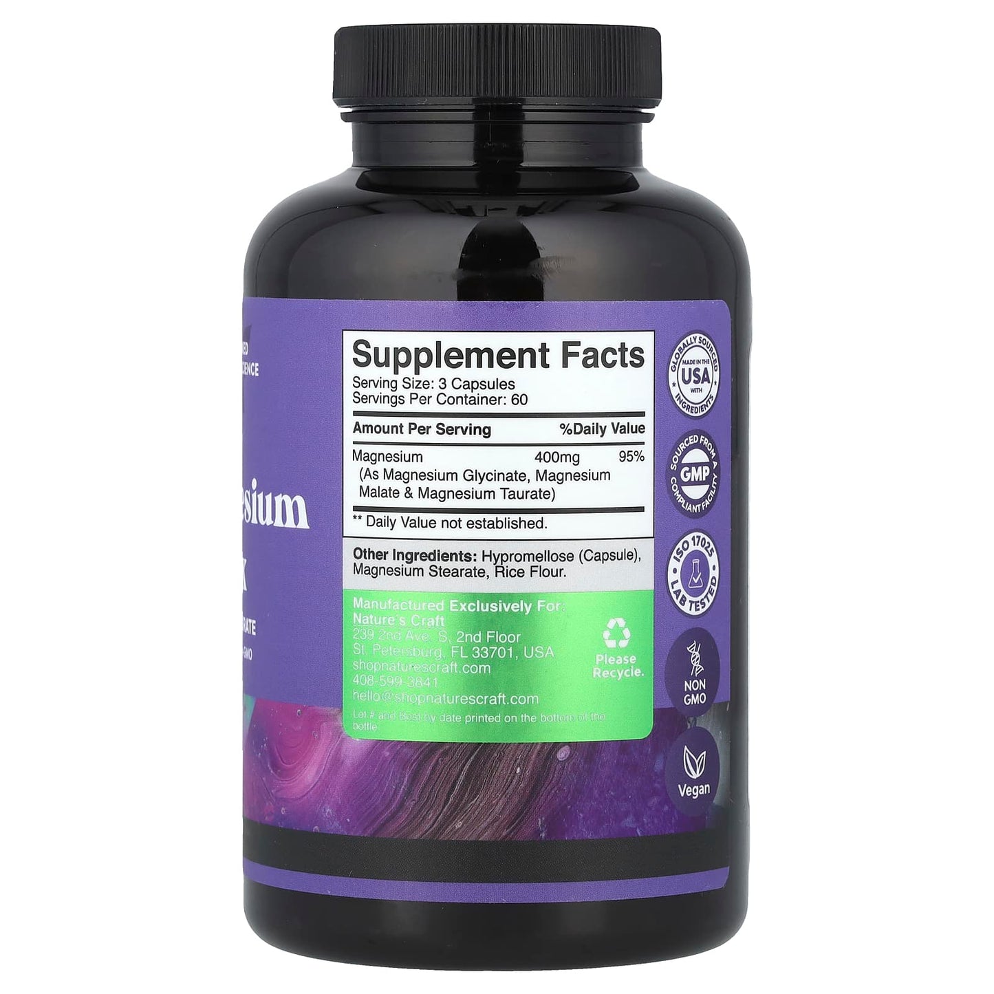 Nature's Craft, Triple Magnesium Complex, 180 Capsules (133 mg per Capsule) - Image 2