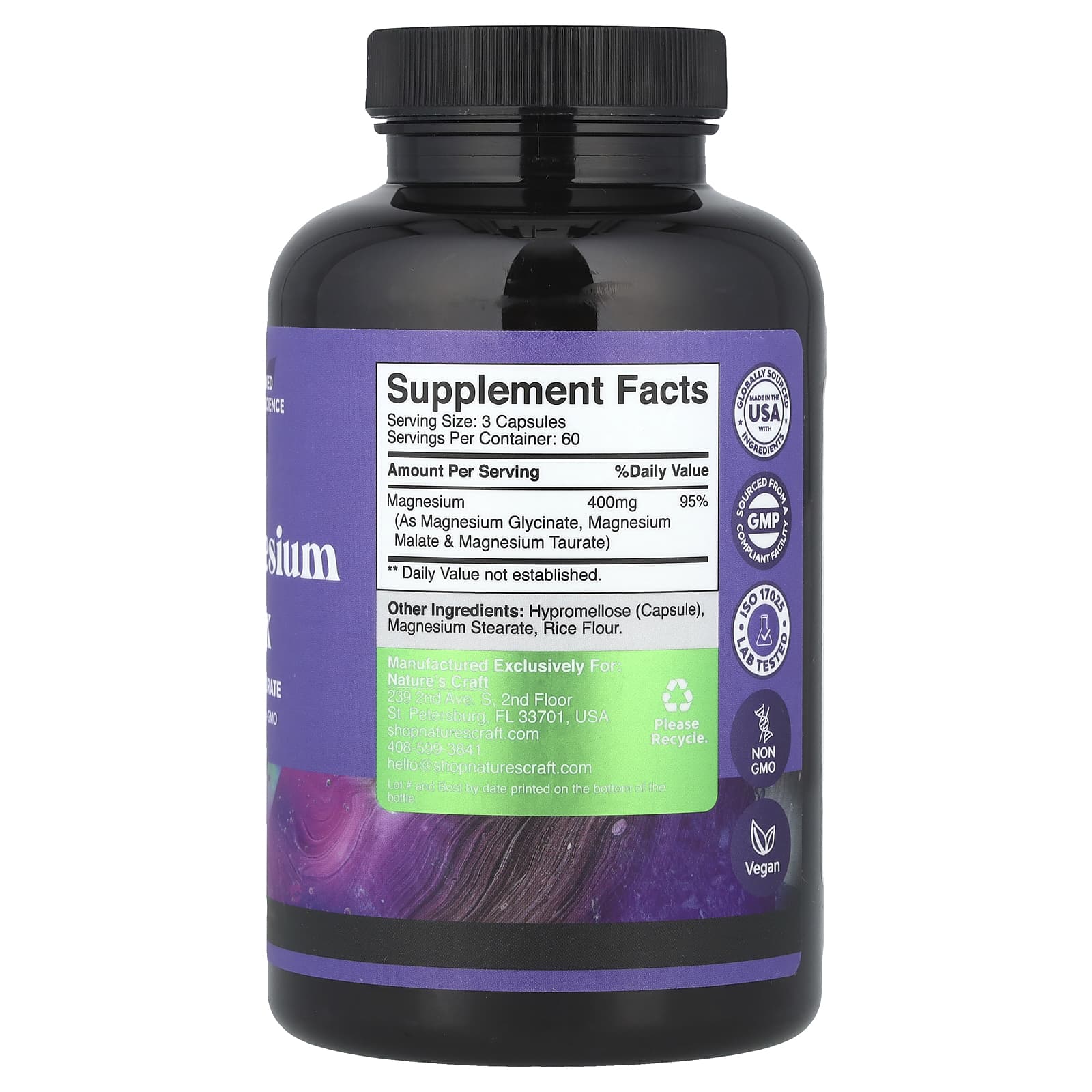 Nature's Craft, Triple Magnesium Complex, 180 Capsules (133 mg per Capsule) - Image 2