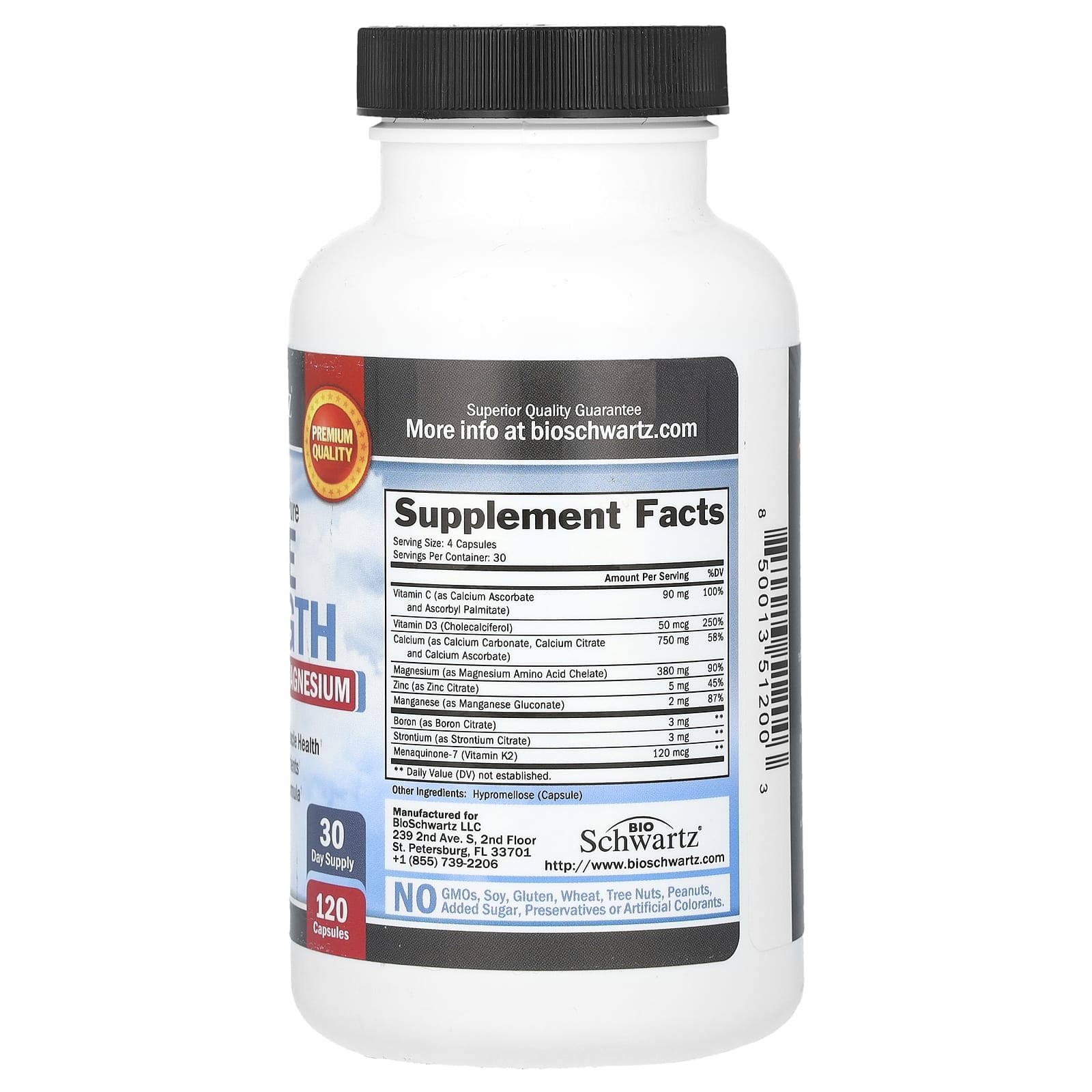 BioSchwartz Premium Ultra Pure Bone Strength Support - Calcium, D3, K2 & Magnesium - Image 2