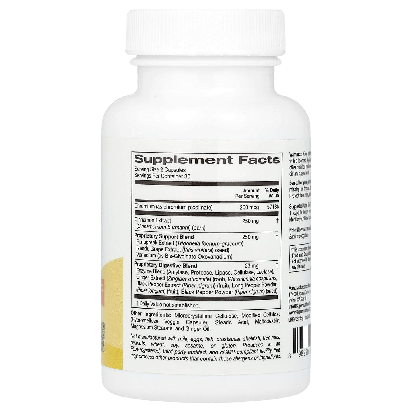Blood Glucose Support Formula with Chromium Picolinate & Cinnamon Extract - Image 2