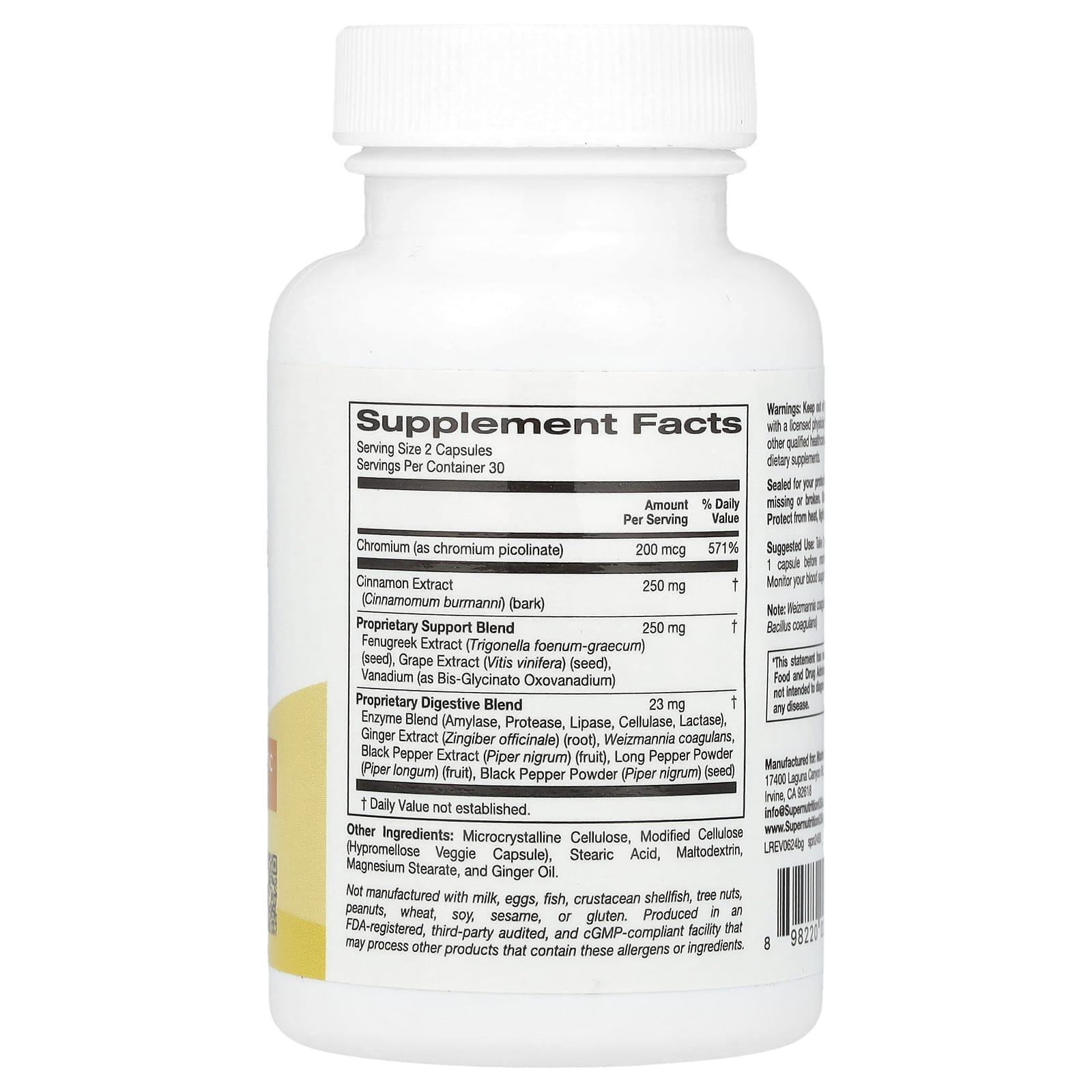 Blood Glucose Support Formula with Chromium Picolinate & Cinnamon Extract - Image 2