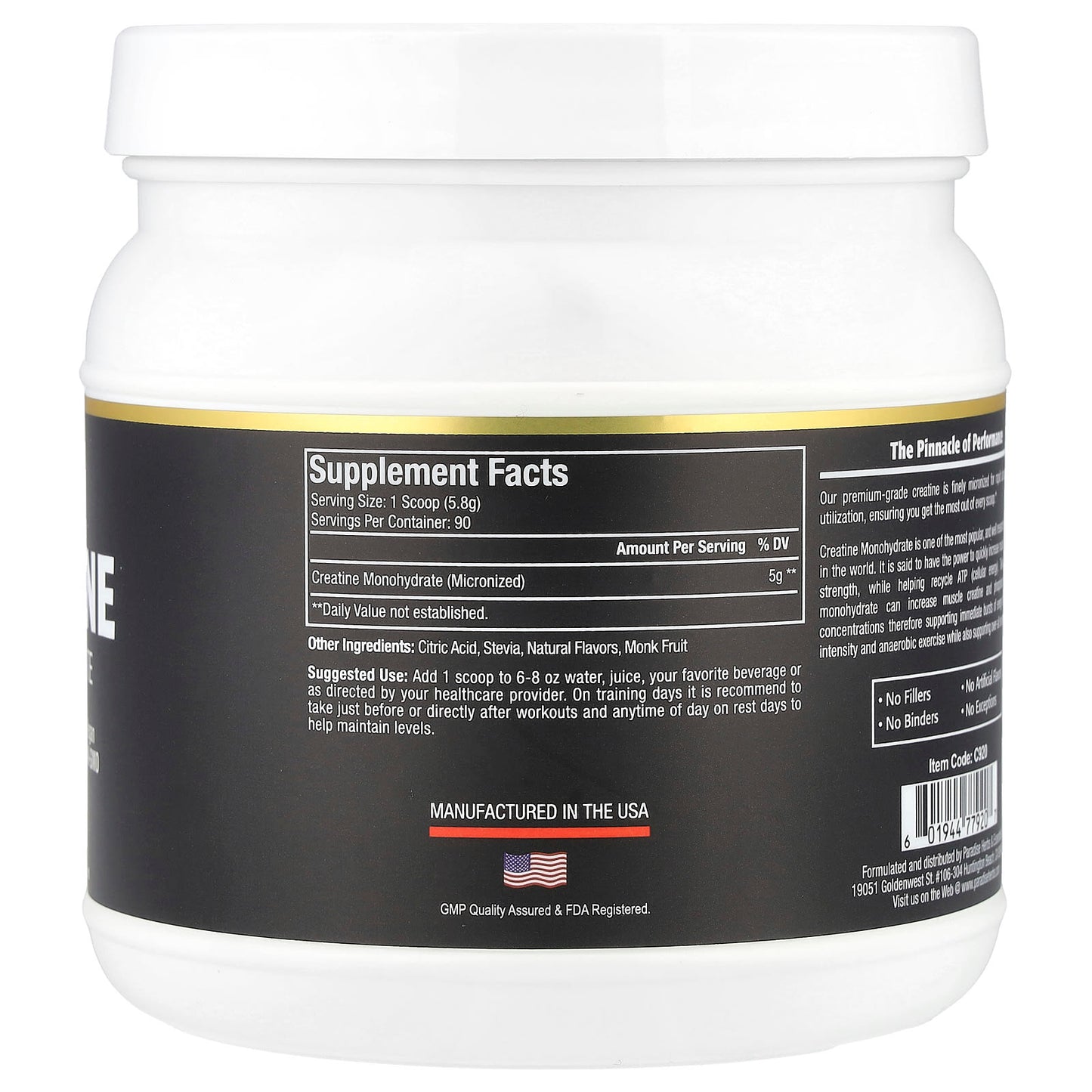 Paradise Herbs, Creatine Monohydrate, Green Apple, 522 g - Image 2