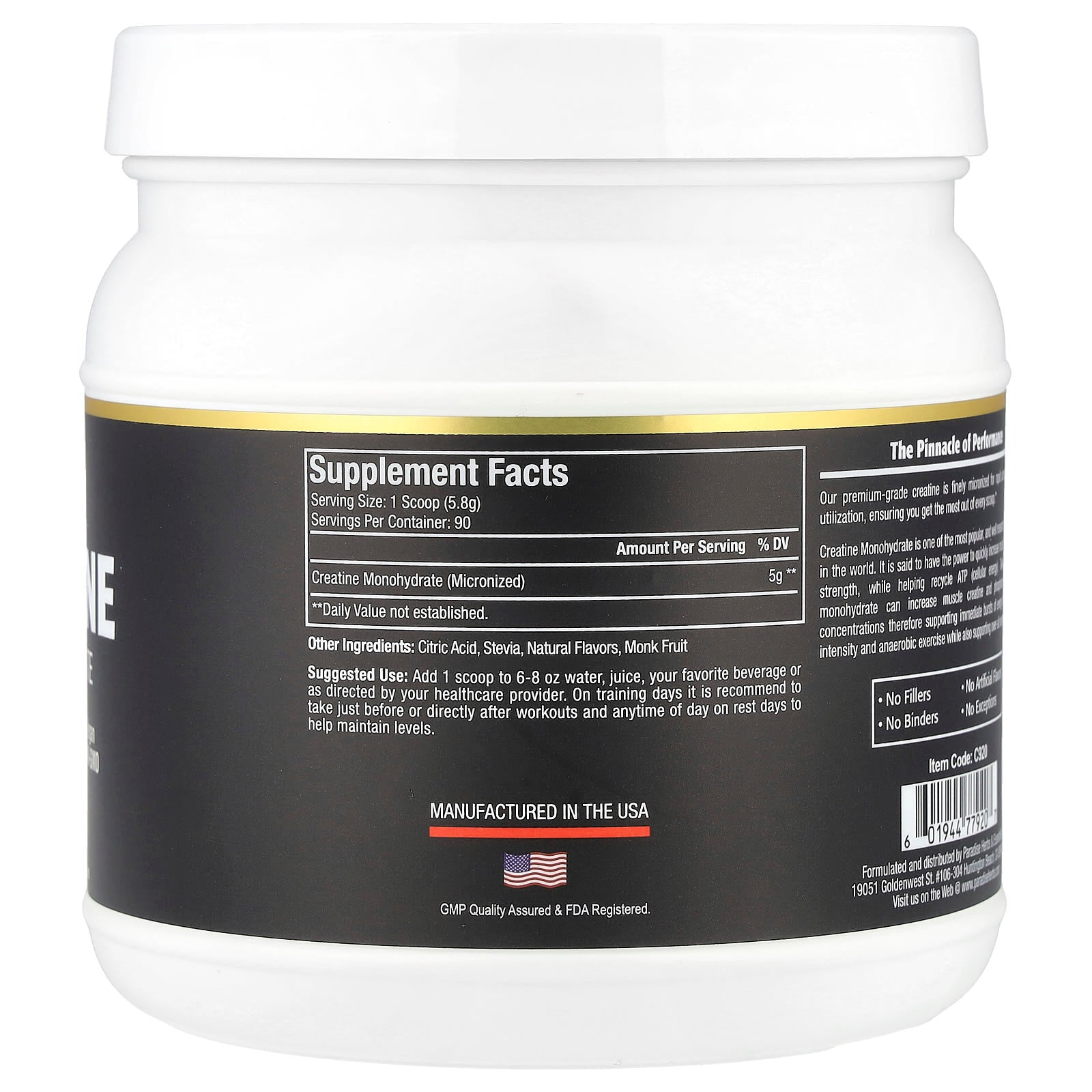 Paradise Herbs, Creatine Monohydrate, Green Apple, 522 g - Image 2