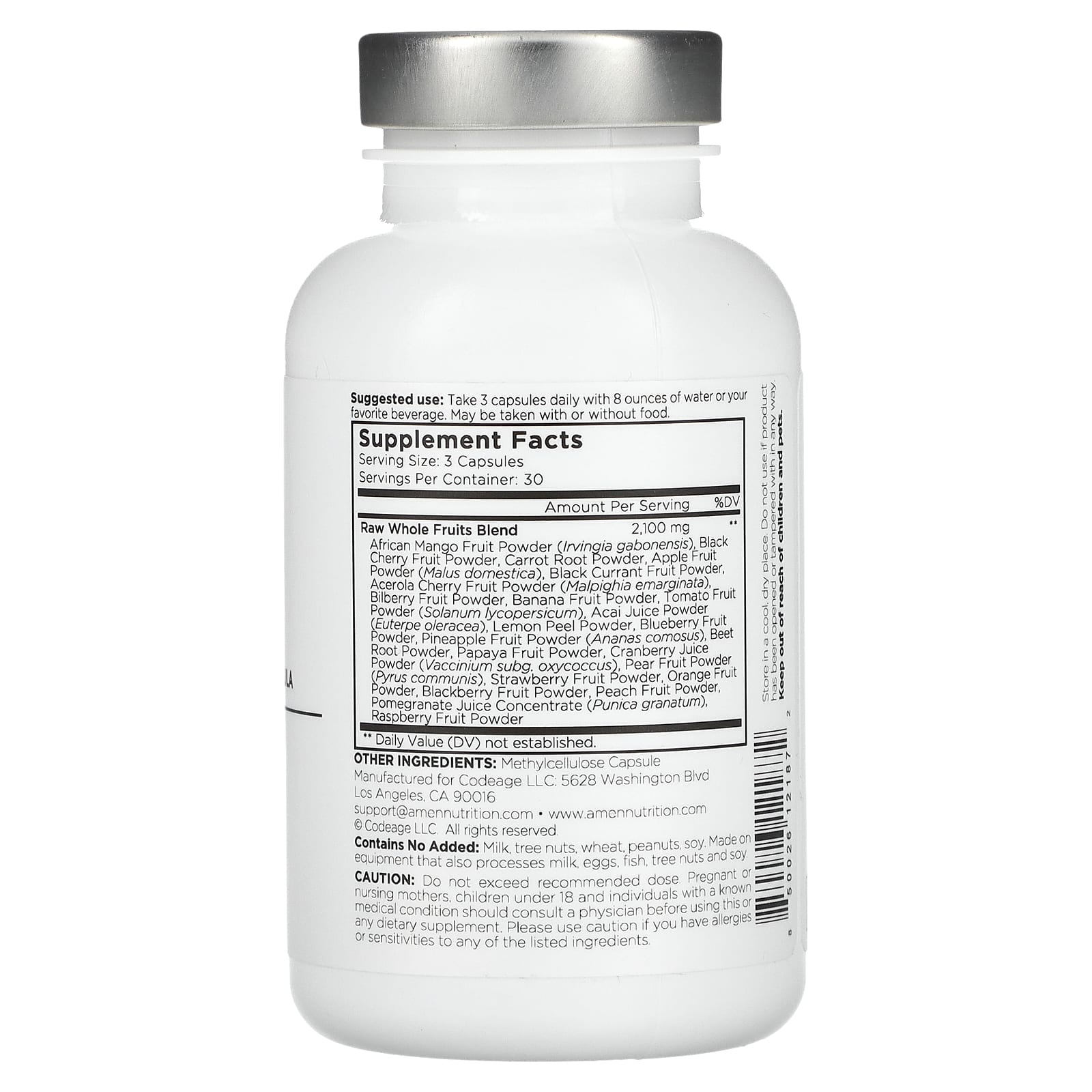 Codeage Amen Super Fruits Complex Formula - 90 Vegetarian Capsules - Image 2