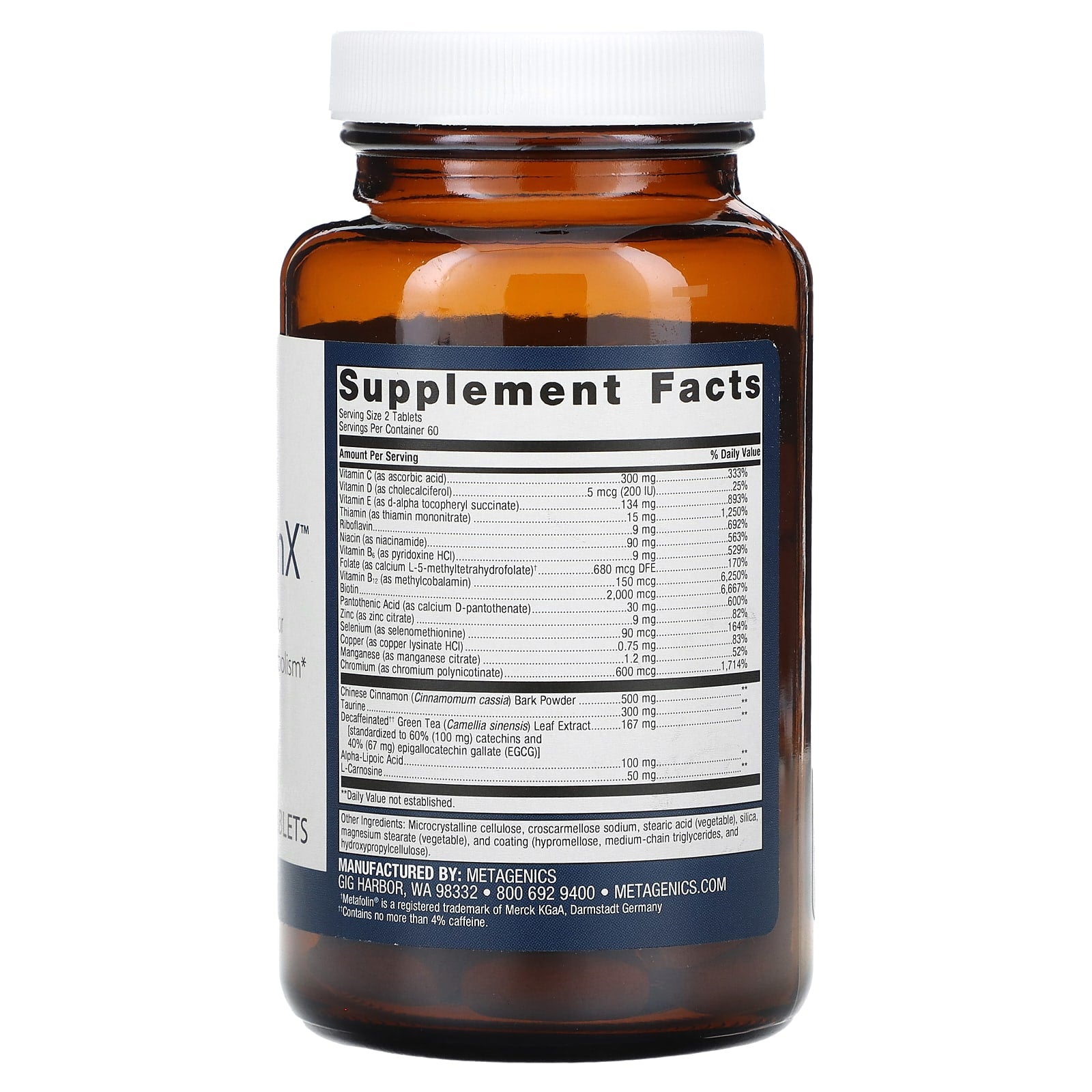 Metagenics, MetaGlycemX, 120 Tablets - Image 2