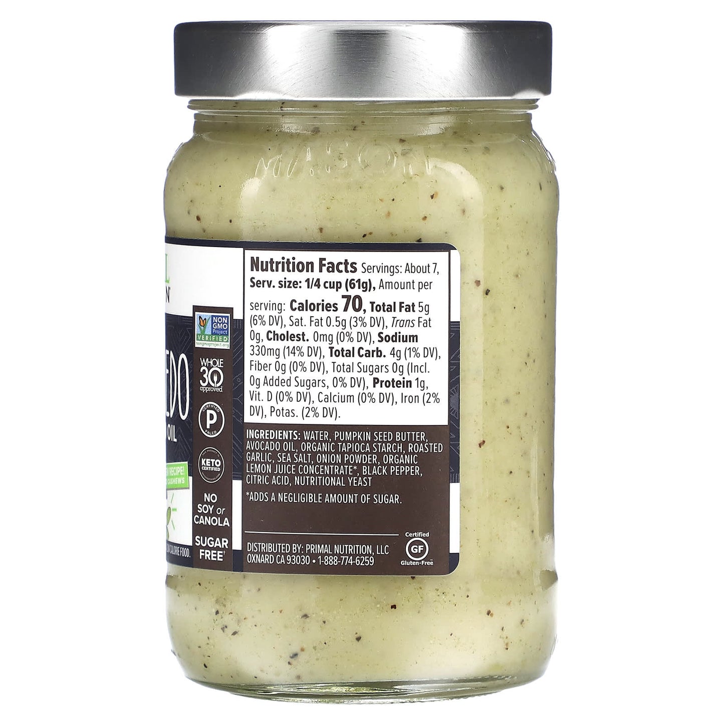 Primal Kitchen, No Dairy Garlic Alfredo Sauce Made With Avocado Oil, 15.5 oz (440 g) - Image 2