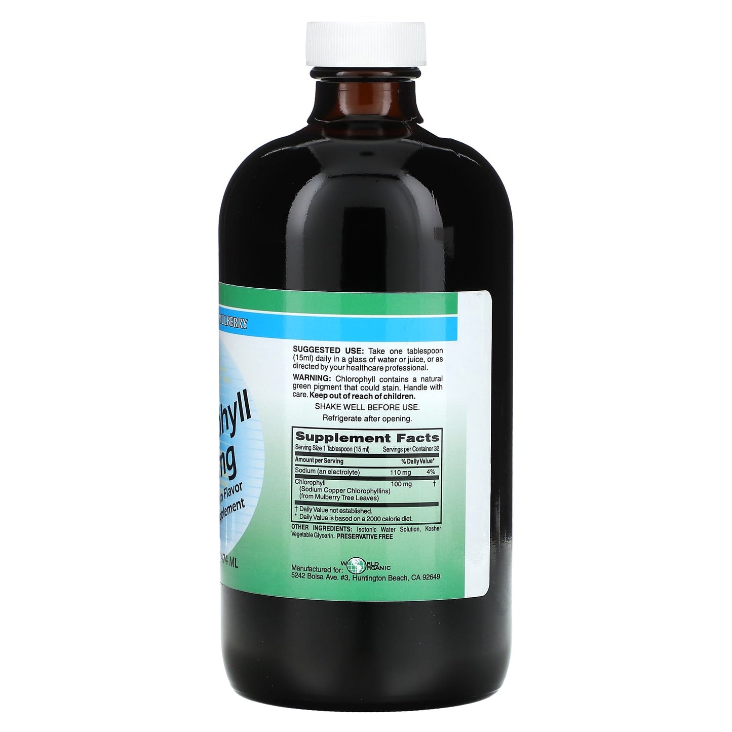 World Organic, Liquid Chlorophyll, 100 mg , 16 fl oz (474 ml) - Image 2