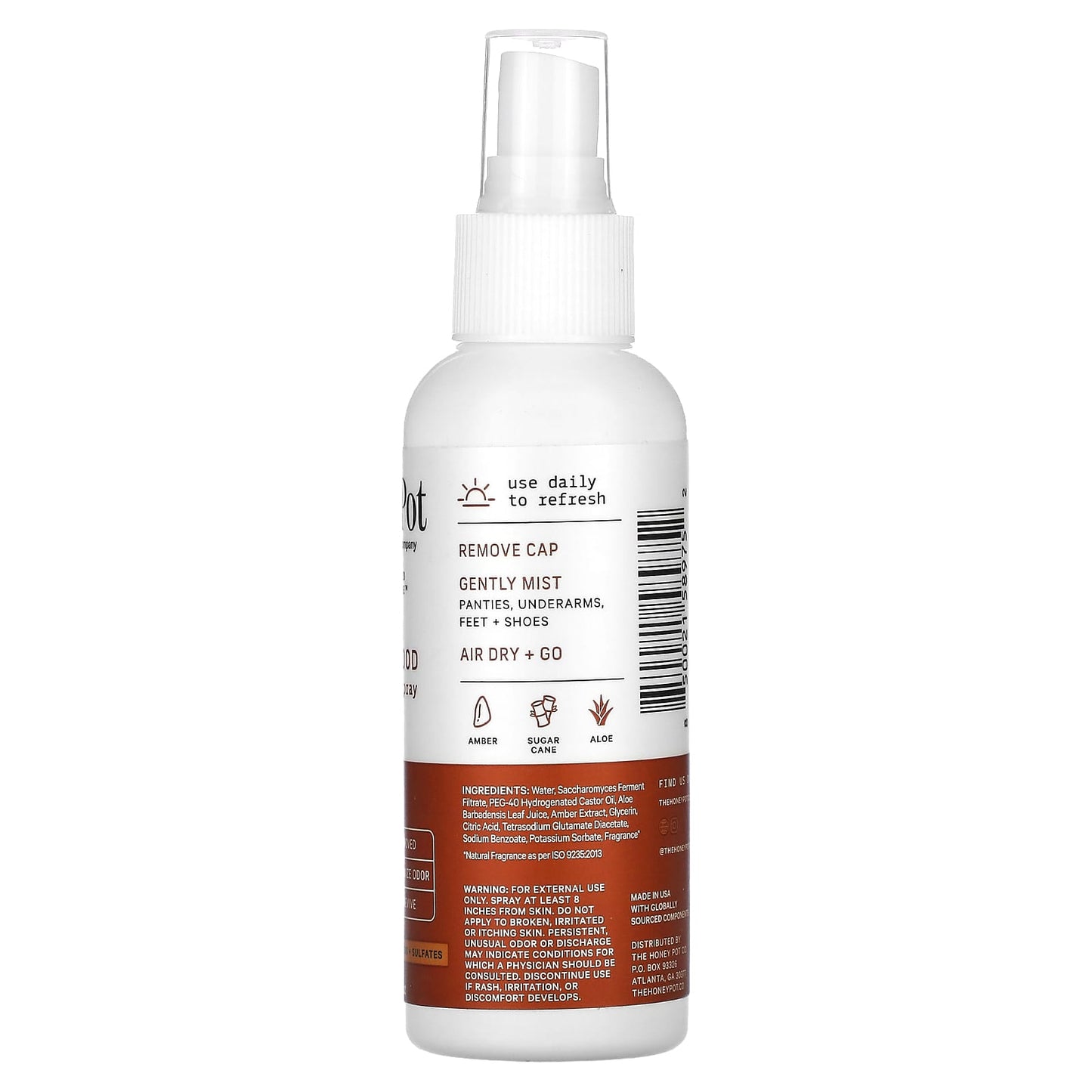 The Honey Pot Company, Amber Sandalwood Refreshing Spray, 4 fl oz (118 ml) - Image 2