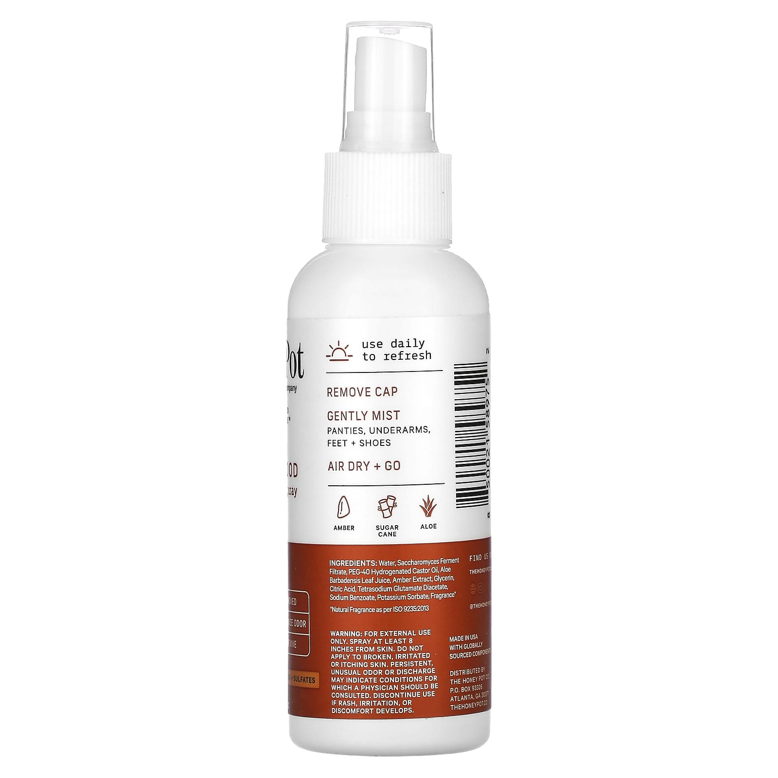 The Honey Pot Company, Amber Sandalwood Refreshing Spray, 4 fl oz (118 ml) - Image 2