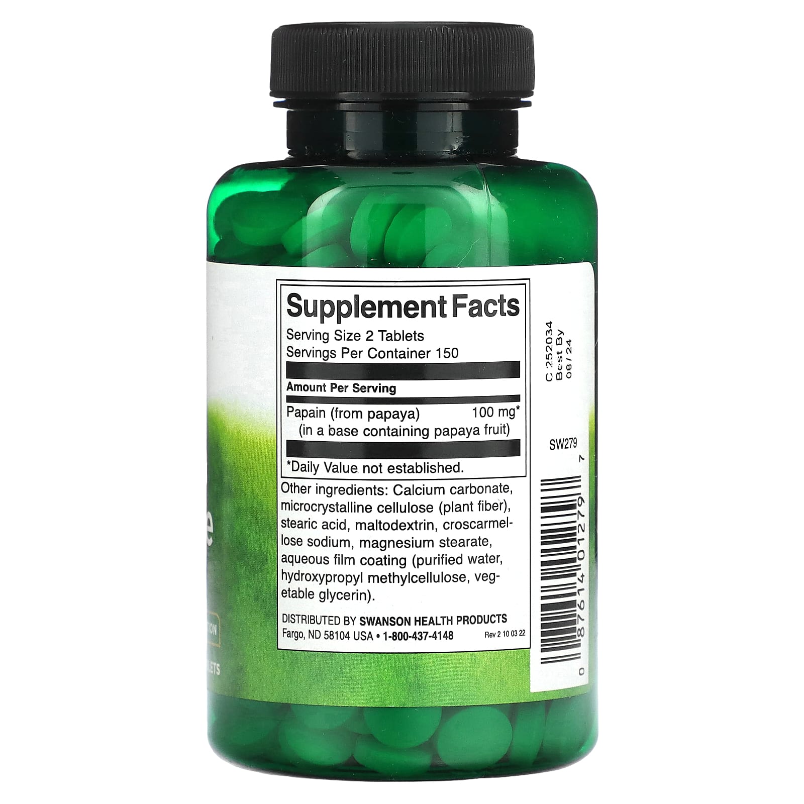 Swanson, Papaya Supreme , 50 mg , 300 Tablets - Image 2