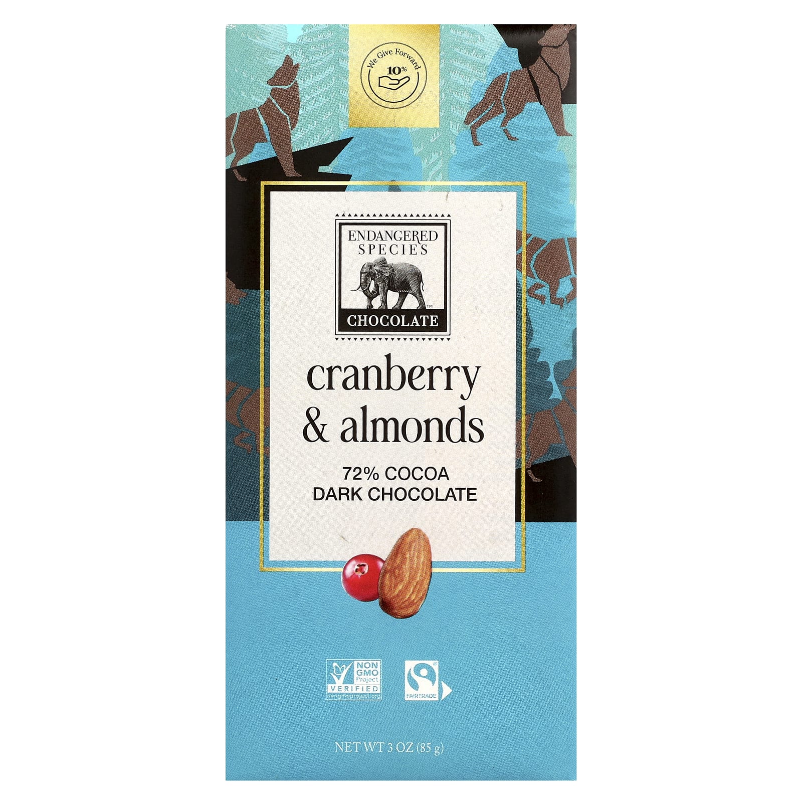 Dark Chocolate Bars with Cranberries & Almonds, 72% Cocoa - Image 1