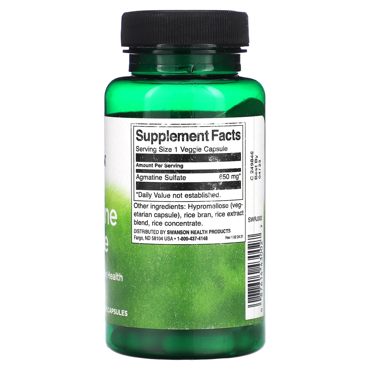 Swanson, Agmatine Sulfate, 650 mg, 60 Veggie Capsules - Image 2