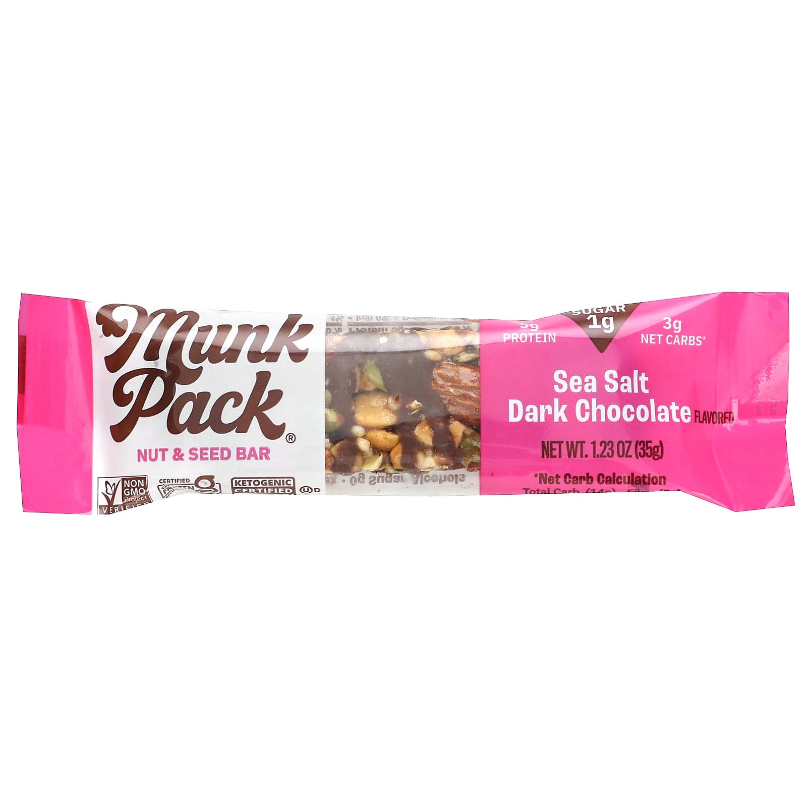 Munk Pack, Nut & Seed Bar, Sea Salt Dark Chocolate, 1.23 oz (35 g) - Image 1