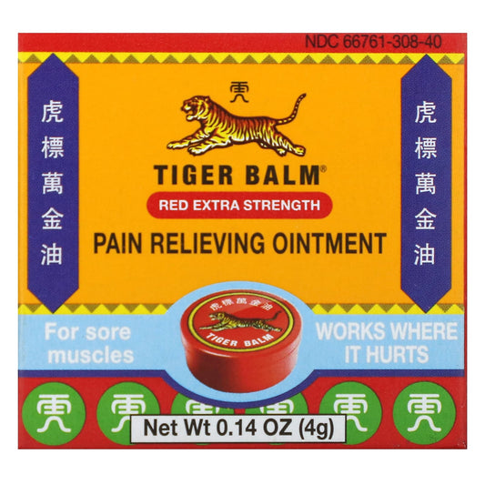 Tiger Balm, Pain Relieving Ointment, Red Extra Strength, 0.14 oz (4 g) - Image 1