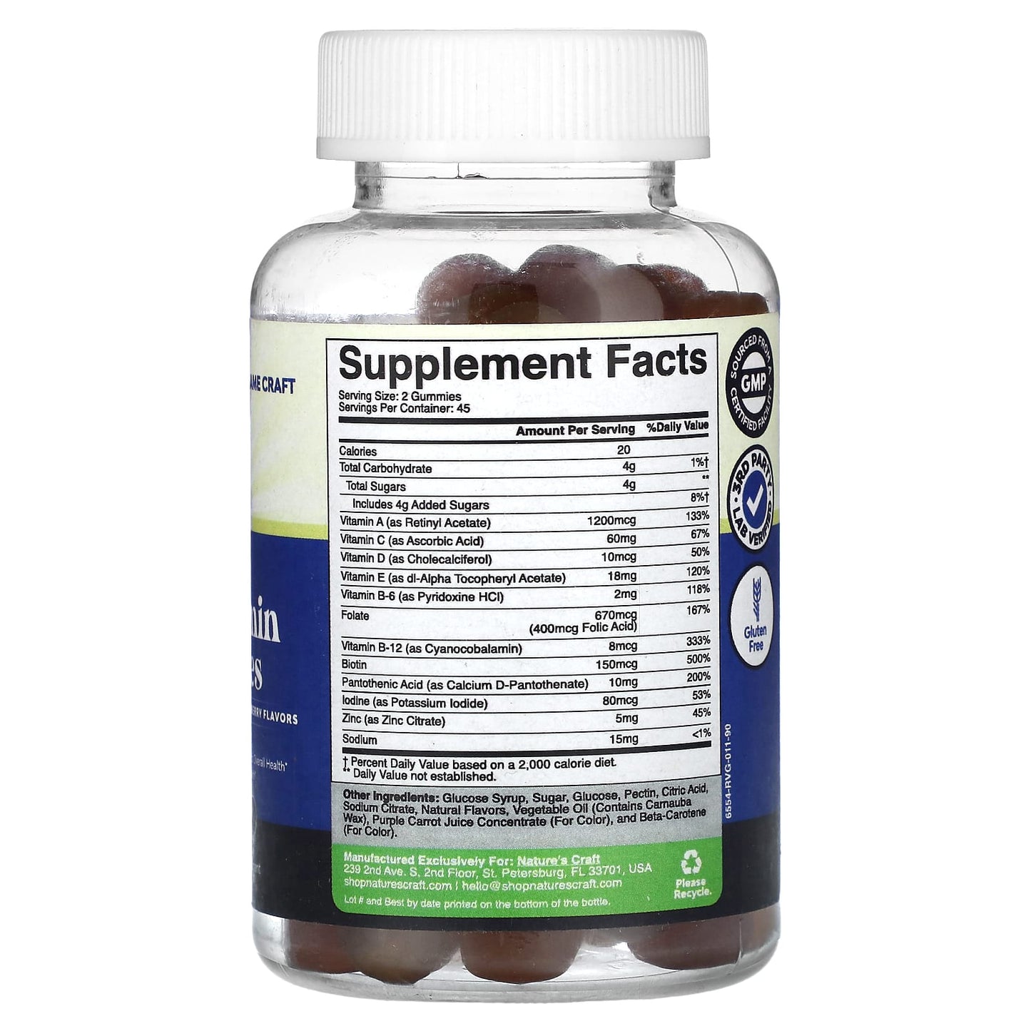 Nature's Craft, Men's Multivitamin Gummies, Orange, Cherry & Strawberry , 90 Gummies - Image 2