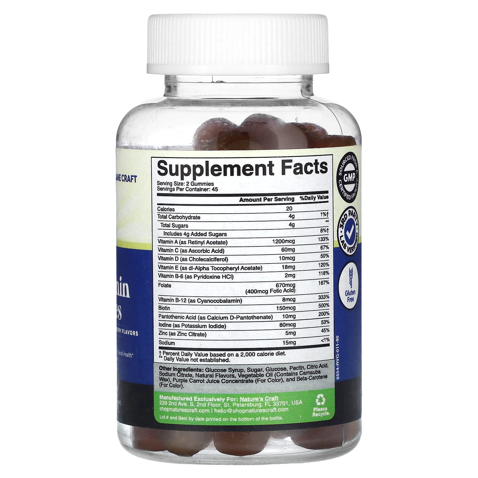 Nature's Craft, Men's Multivitamin Gummies, Orange, Cherry & Strawberry , 90 Gummies - Image 2