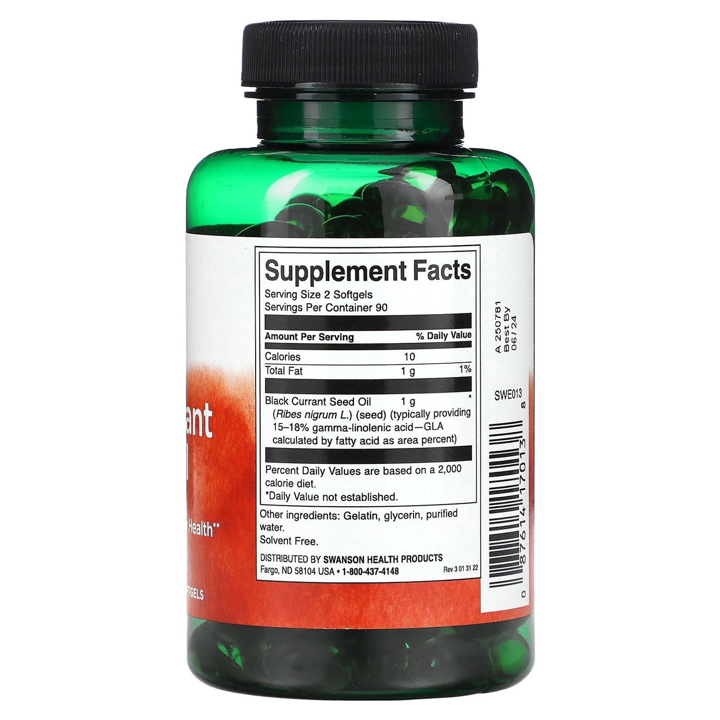 Swanson, Black Currant Seed Oil, 500 mg, 180 Softgels - Image 2