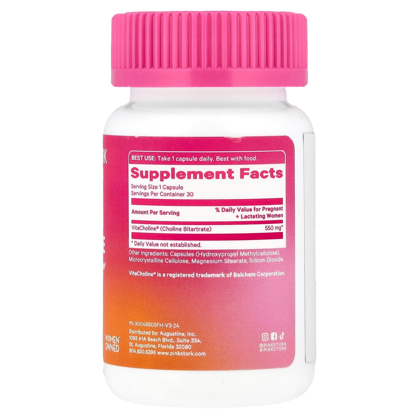 Pink Stork, Choline, 550 mg, 30 Capsules - Image 2