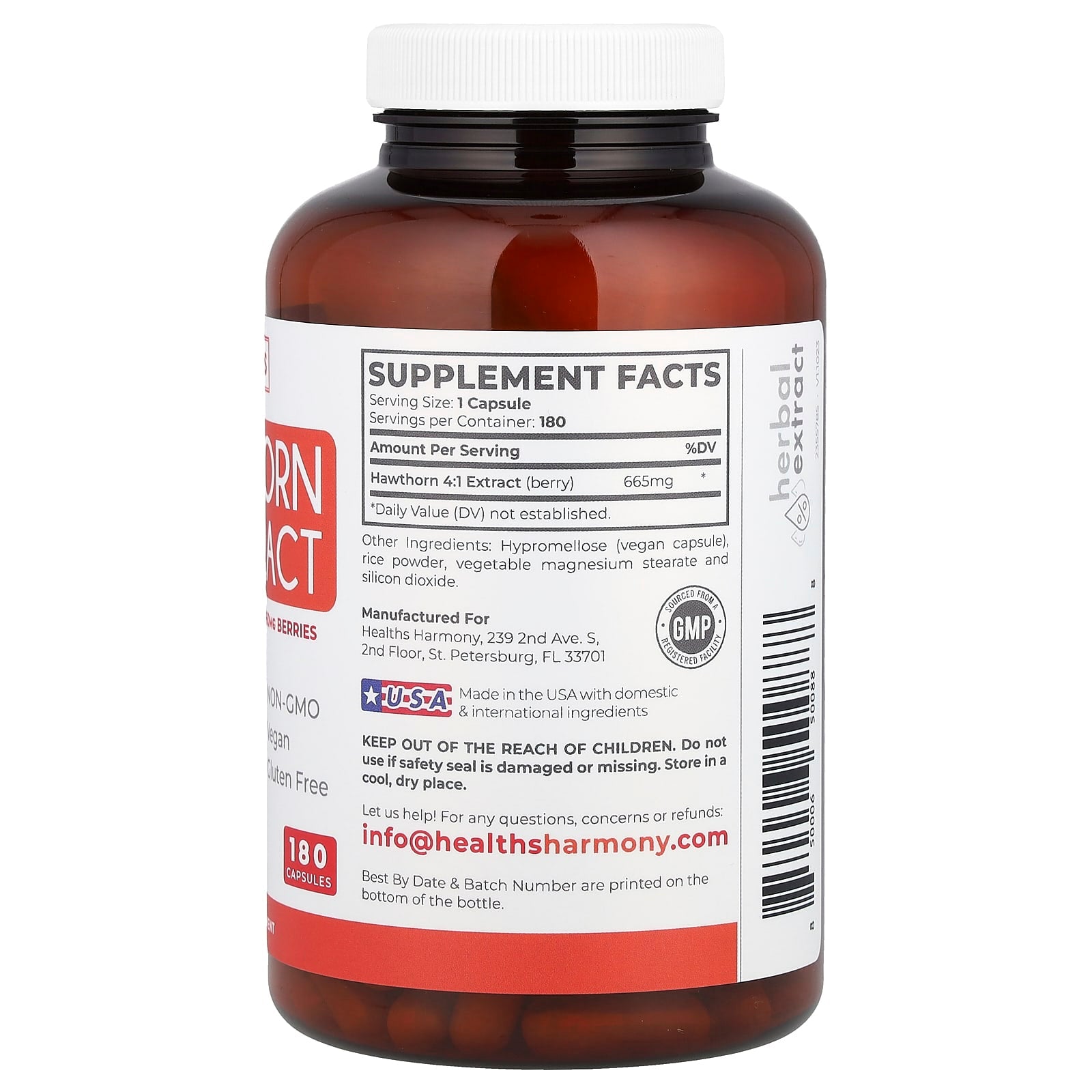 Hawthorn Berry Extract 4:1, 2,660 mg, 180 Capsules - Vegan, Gluten Free - Image 2