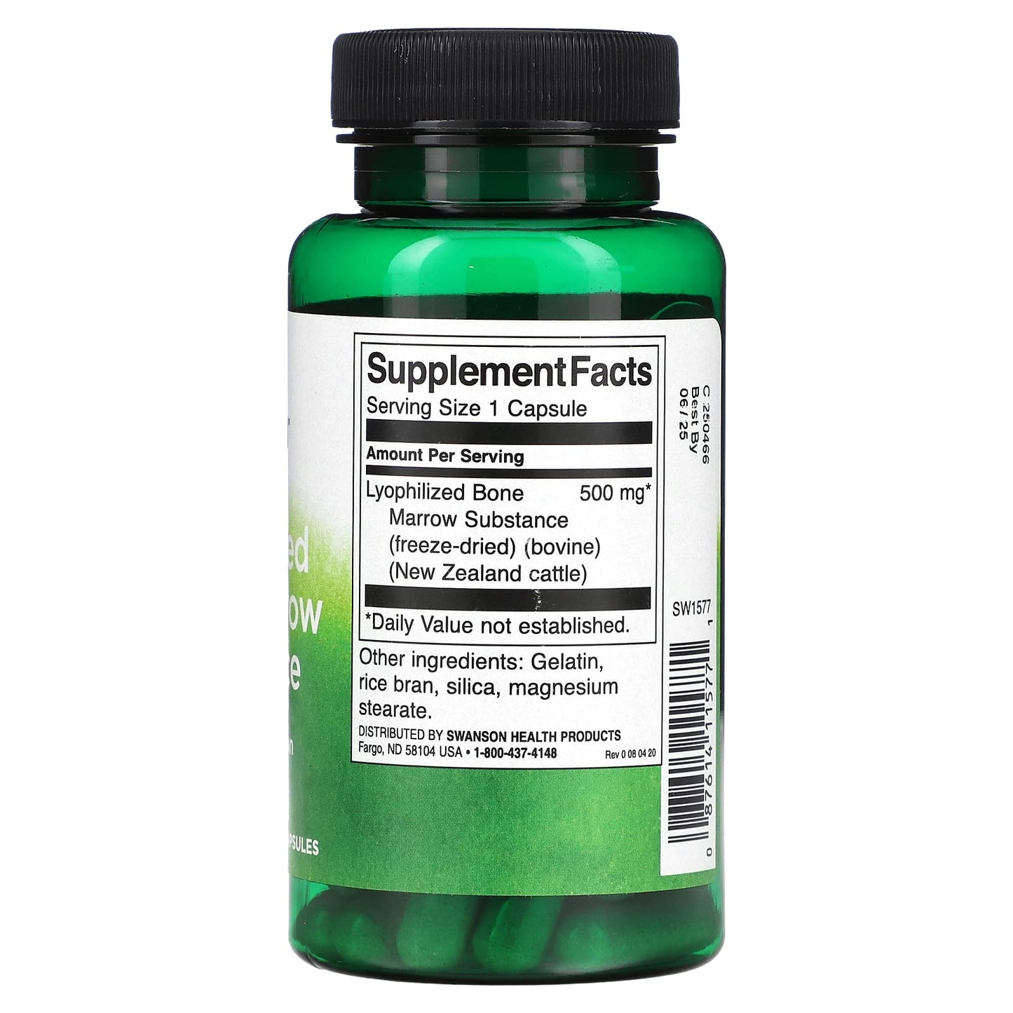 Swanson, Lyophilized Bone Marrow Substance, 500 mg, 60 Capsules - Image 2
