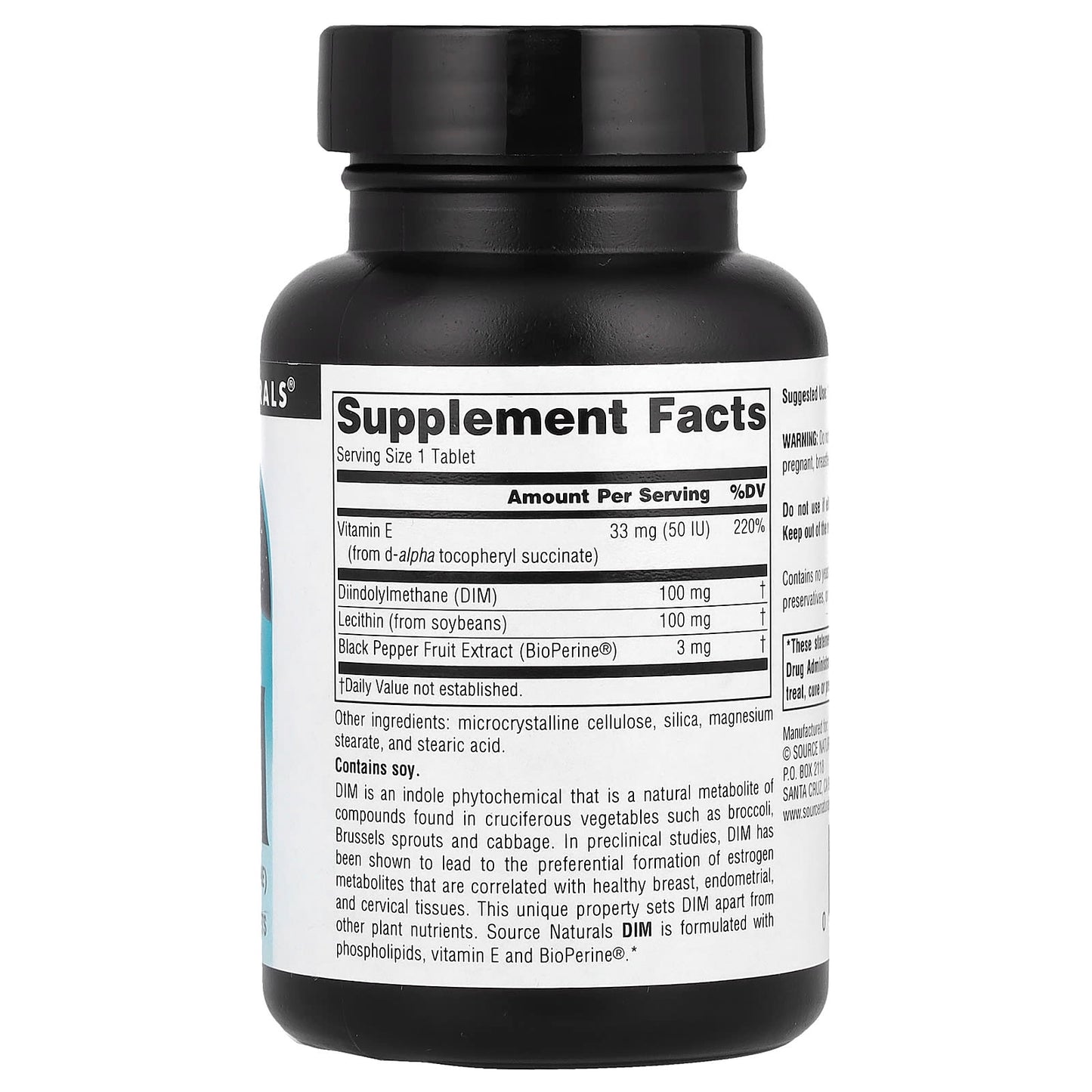 Source Naturals, DIM, 100 mg, 30 Tablets - Image 2
