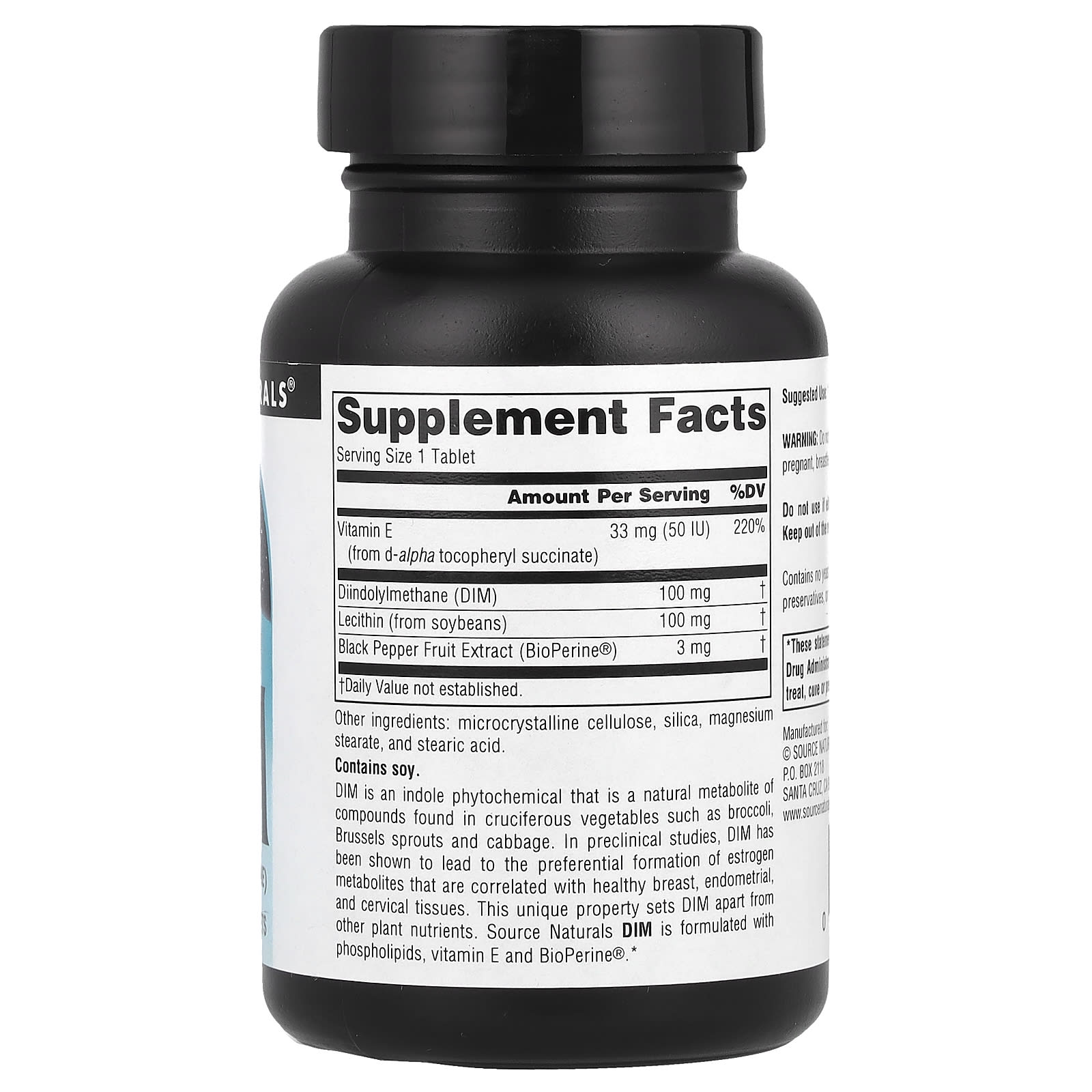 Source Naturals, DIM, 100 mg, 30 Tablets - Image 2