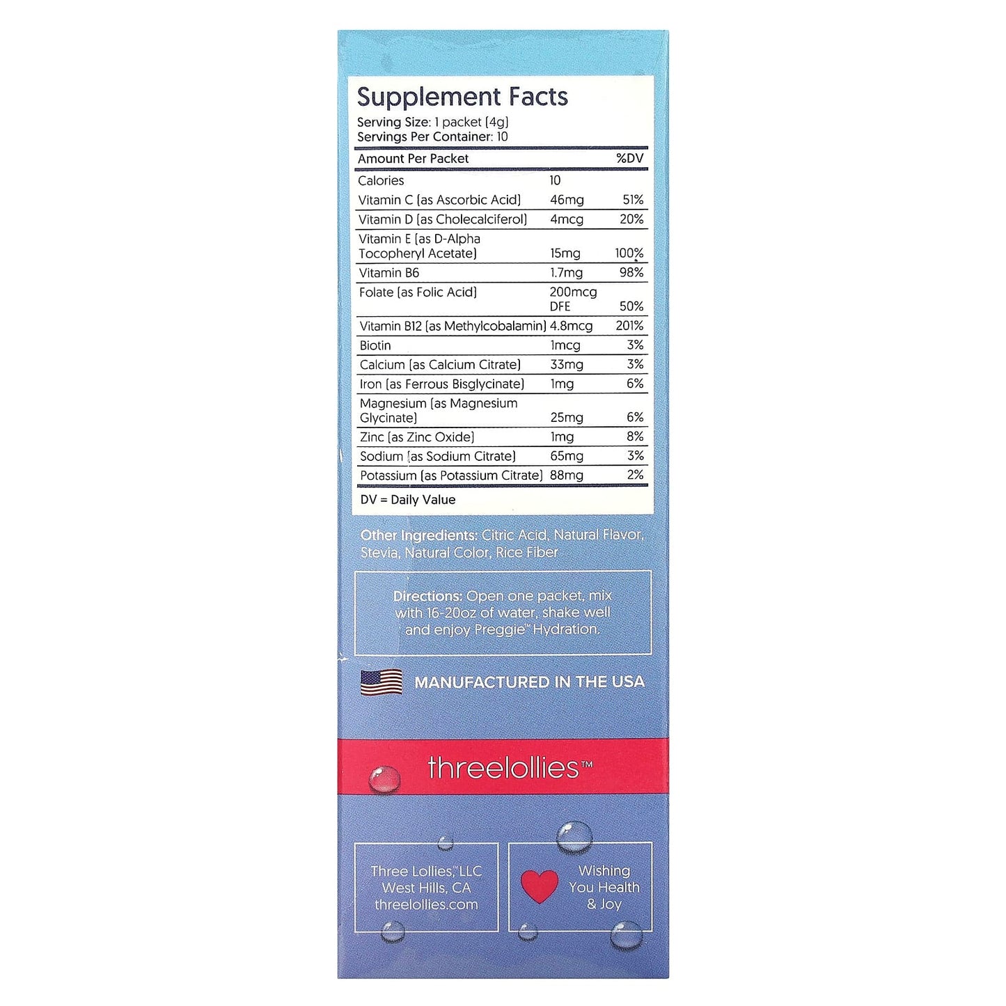 Preggie, Hydration, Mixed Berry , 10 Packets, 0.14 oz (4 g) Each - Image 2