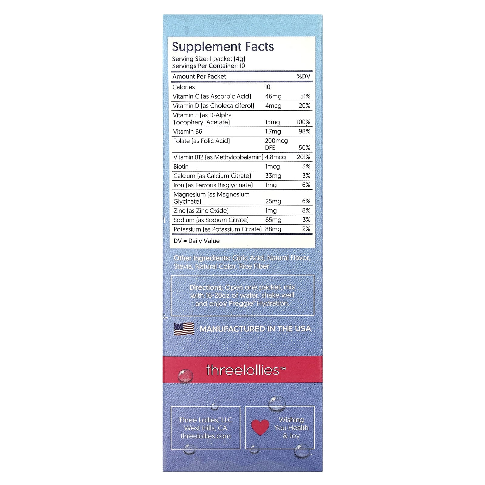 Preggie, Hydration, Mixed Berry , 10 Packets, 0.14 oz (4 g) Each - Image 2
