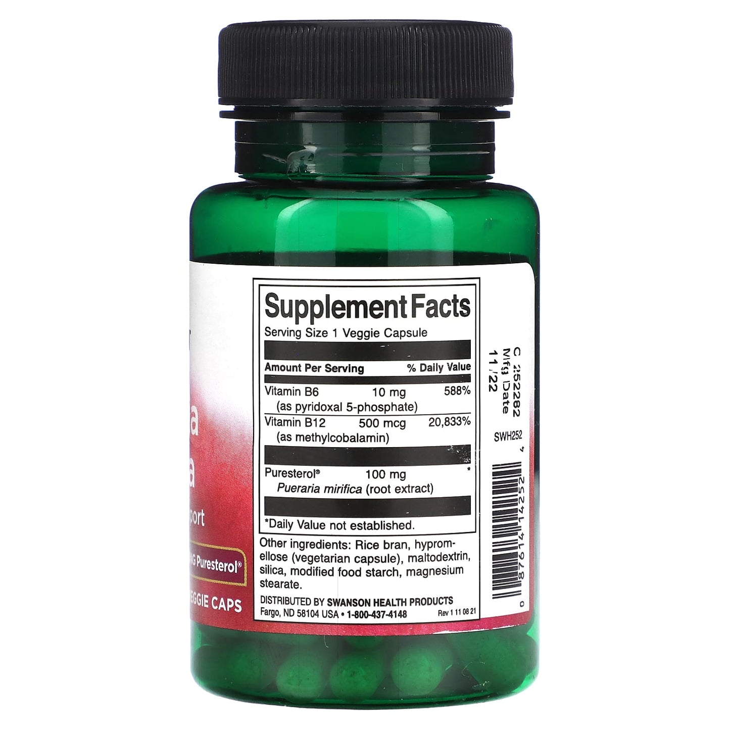Swanson, Pueraria Mirifica with Vitamins B6 & B12, 60 Veggie Caps - Image 2