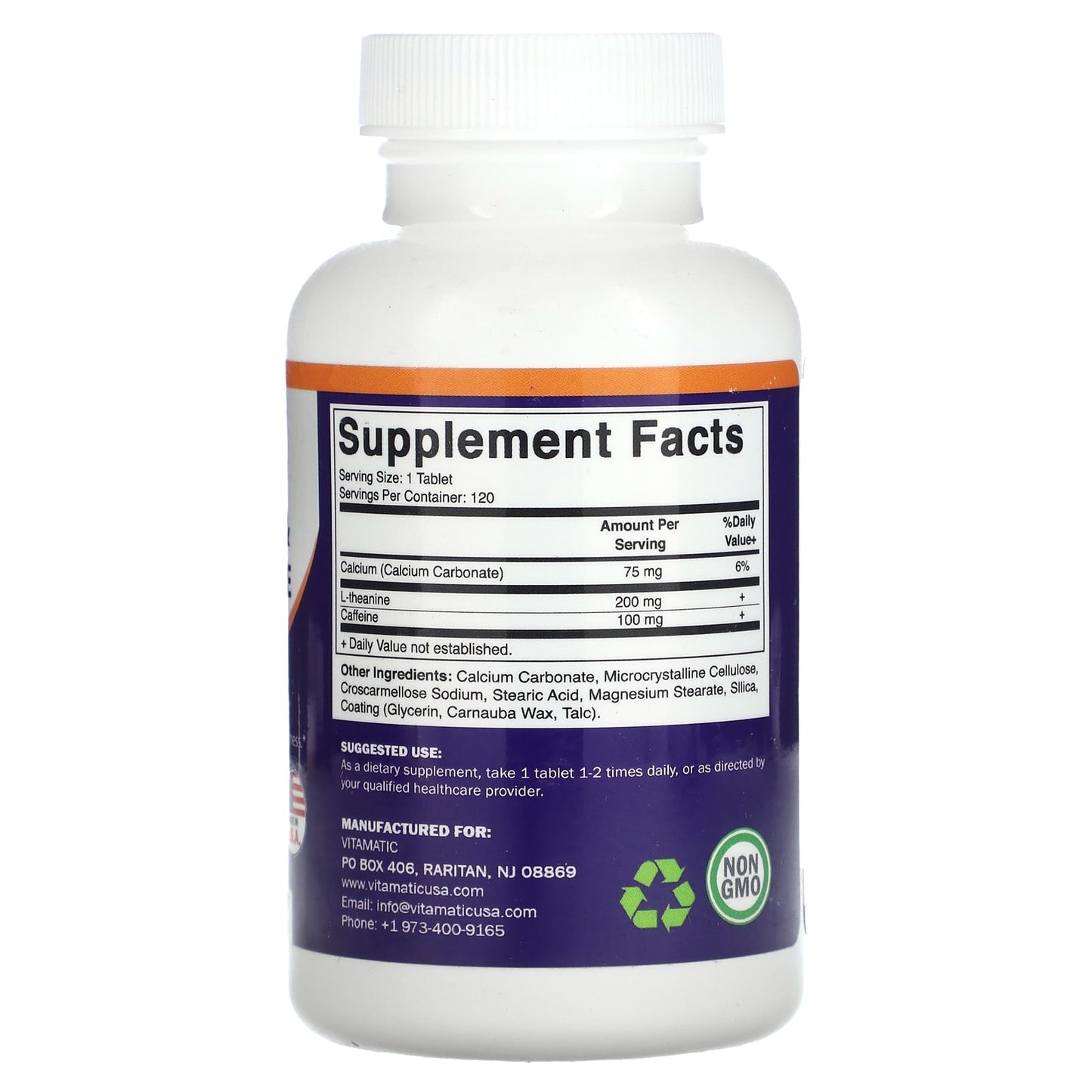 Vitamatic, Caffeine & L-Theanine, 120 Tablets - Image 2
