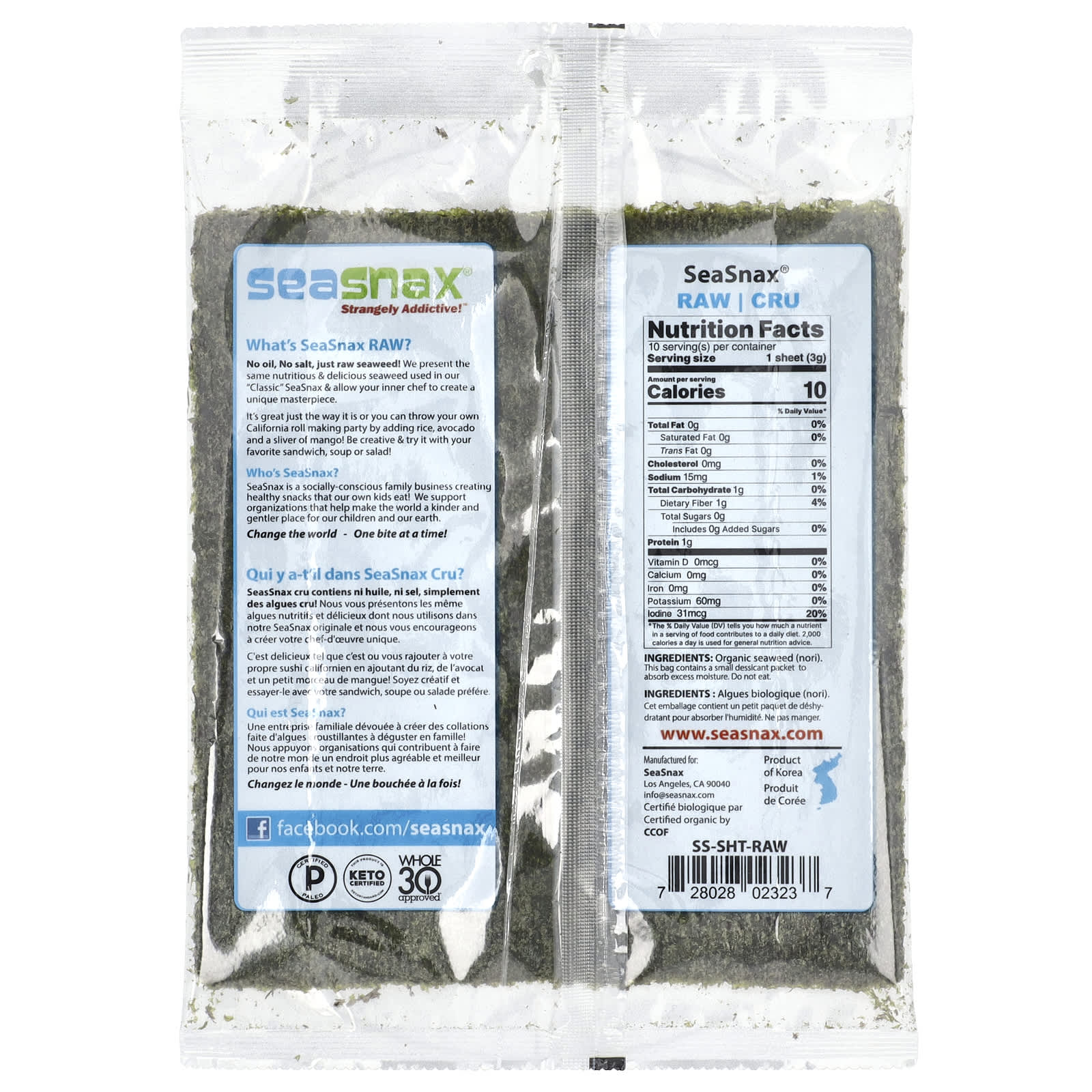 SeaSnax, Organic Seaweed, 1 oz (28 g) - Image 2