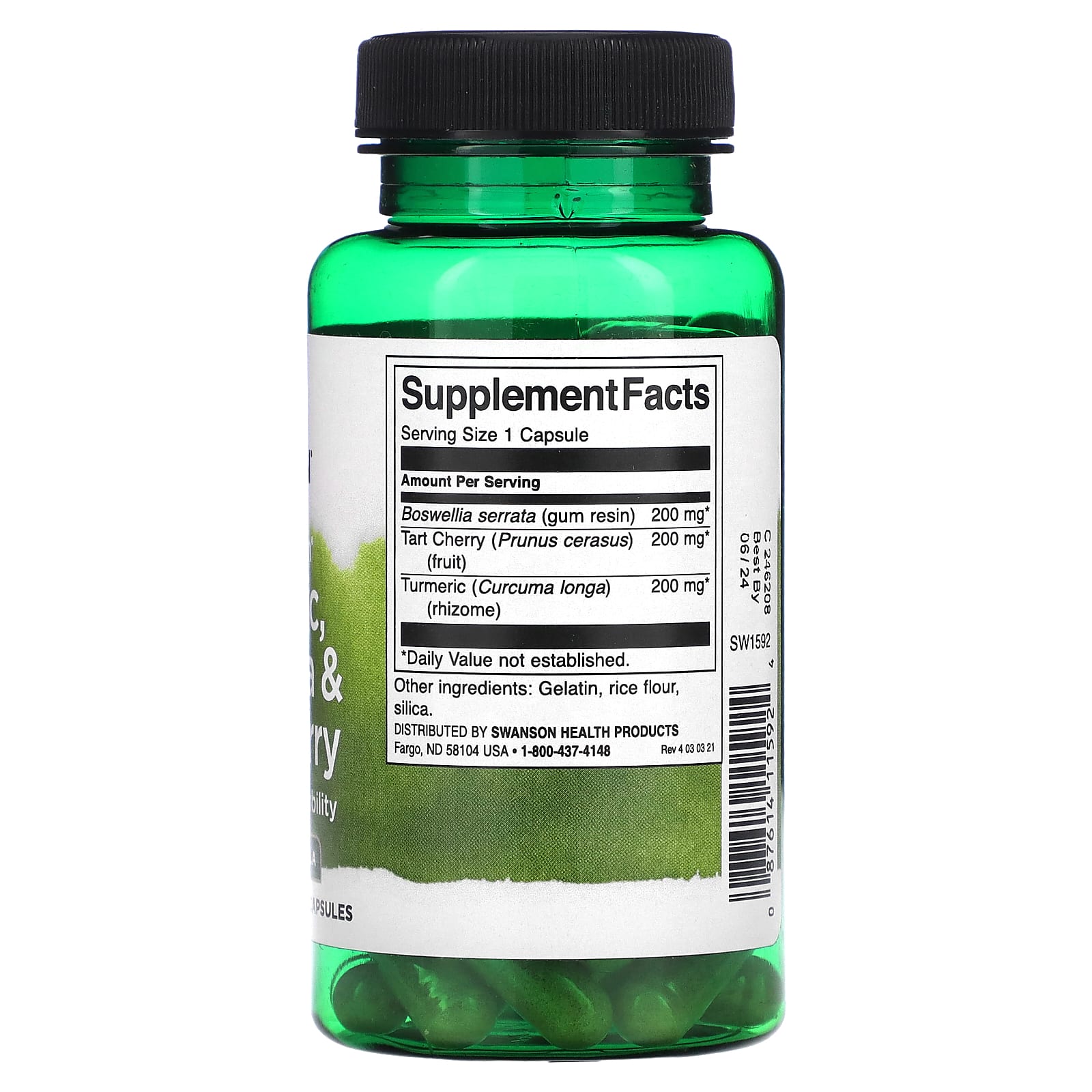 Swanson, Full Spectrum, Turmeric, Boswellia & Tart Cherry, 60 Capsules - Image 2