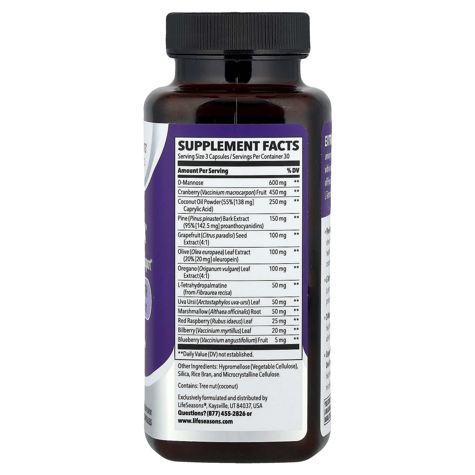 LifeSeasons, Therapeutics, Urinari-X® Urinary & Yeast Support, Extra Strength, 90 Veg Capsules - Image 2