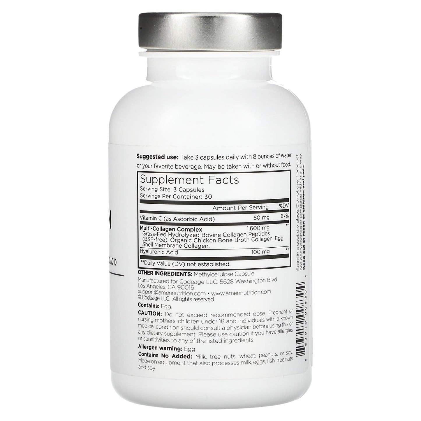 CodeAge Collagen Supplement, 5 Types, 90 Capsules, Non GMO - Image 2