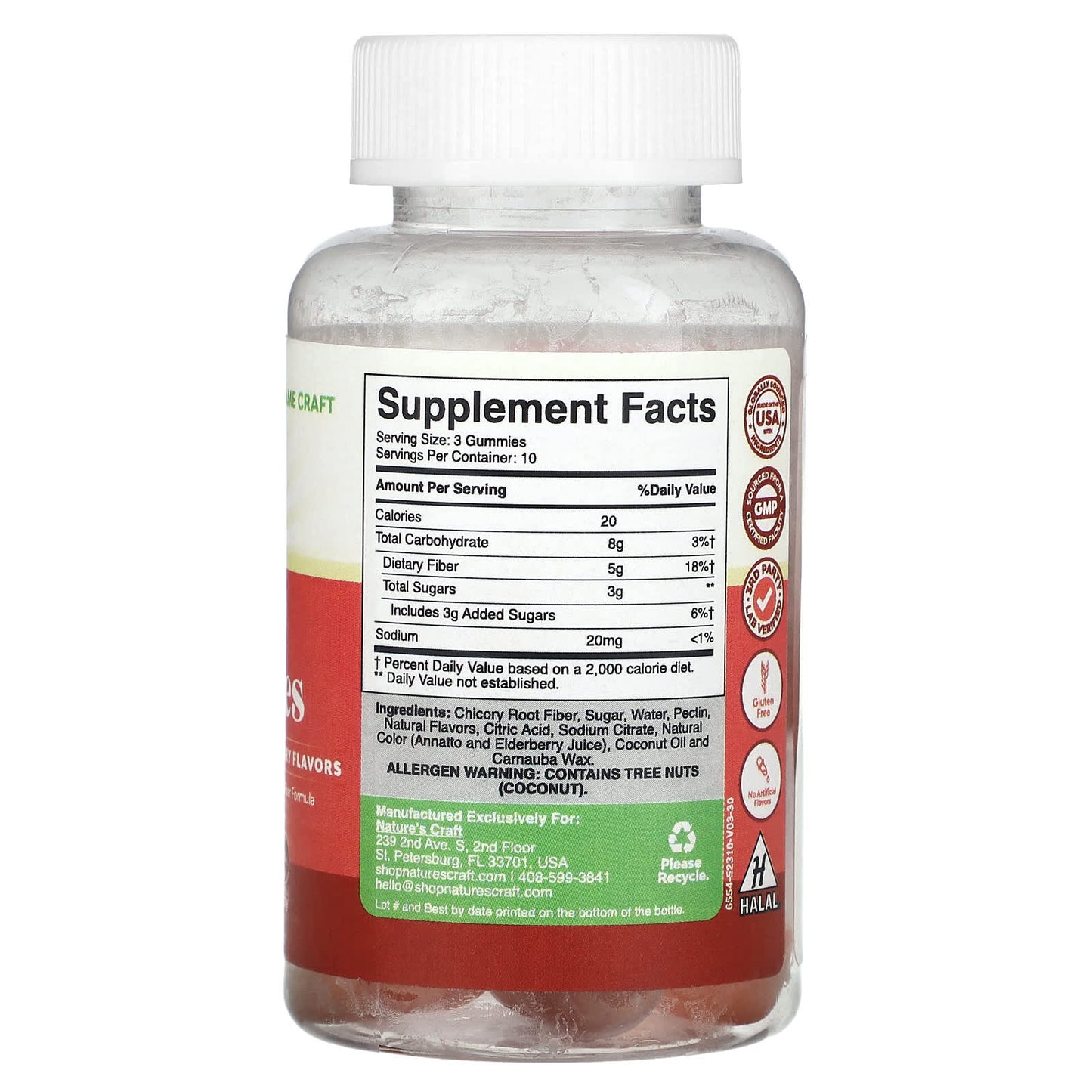 Nature's Craft, Fiber Gummies, Orange & Mixed Berry, 30 Gummies - Image 2