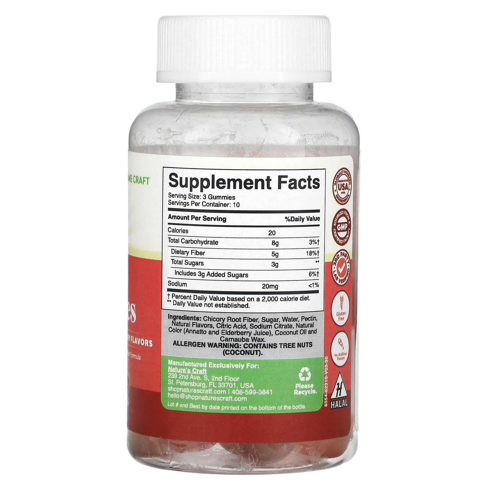 Nature's Craft, Fiber Gummies, Orange & Mixed Berry, 30 Gummies - Image 2
