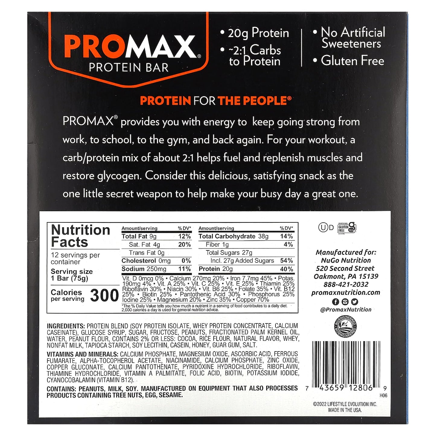 NuGo Nutrition, Promax Protein Bar, Nutty Butter Crisp, 12 Bars, 2.64 oz (75 g) Each - Image 2