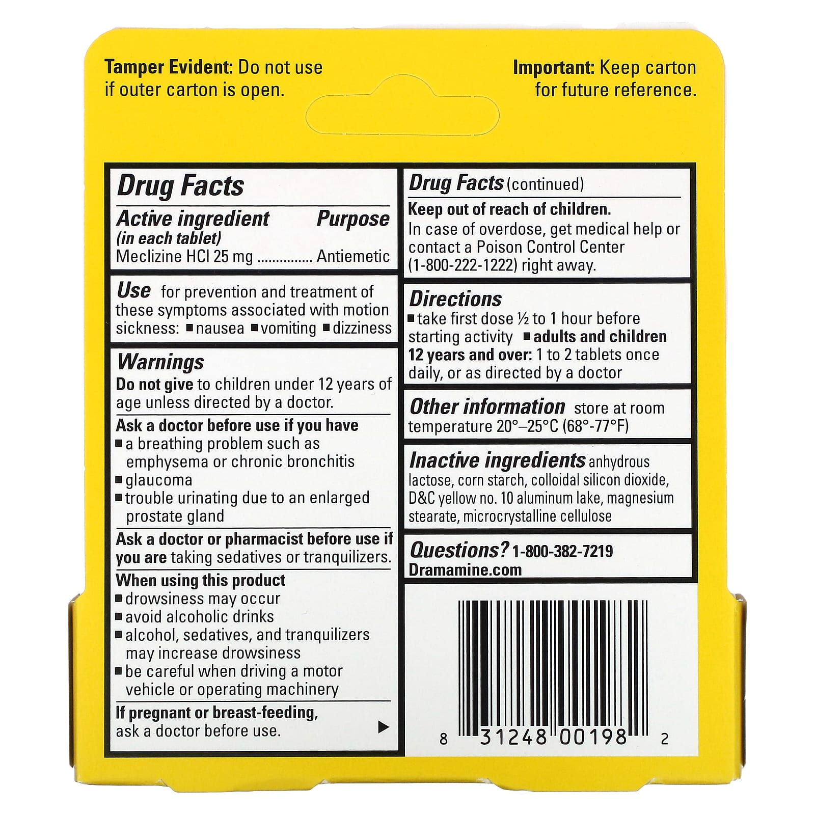 Motion Sickness Relief with Dramamine, Less Drowsy, 25mg, 8 Tablets - Image 2