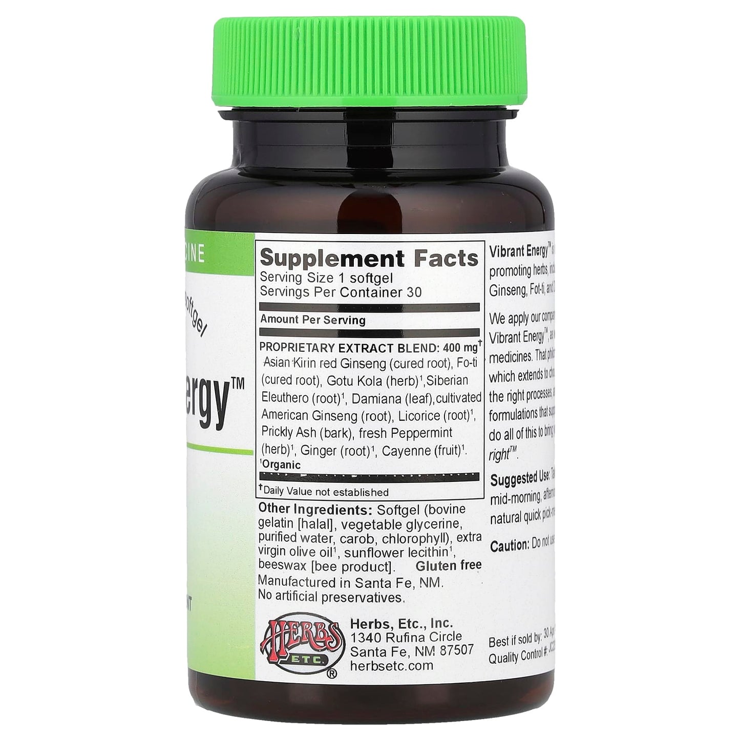 Herbs Etc. Vibrant Energy: All-Day Energy in 30 Softgels - Image 2