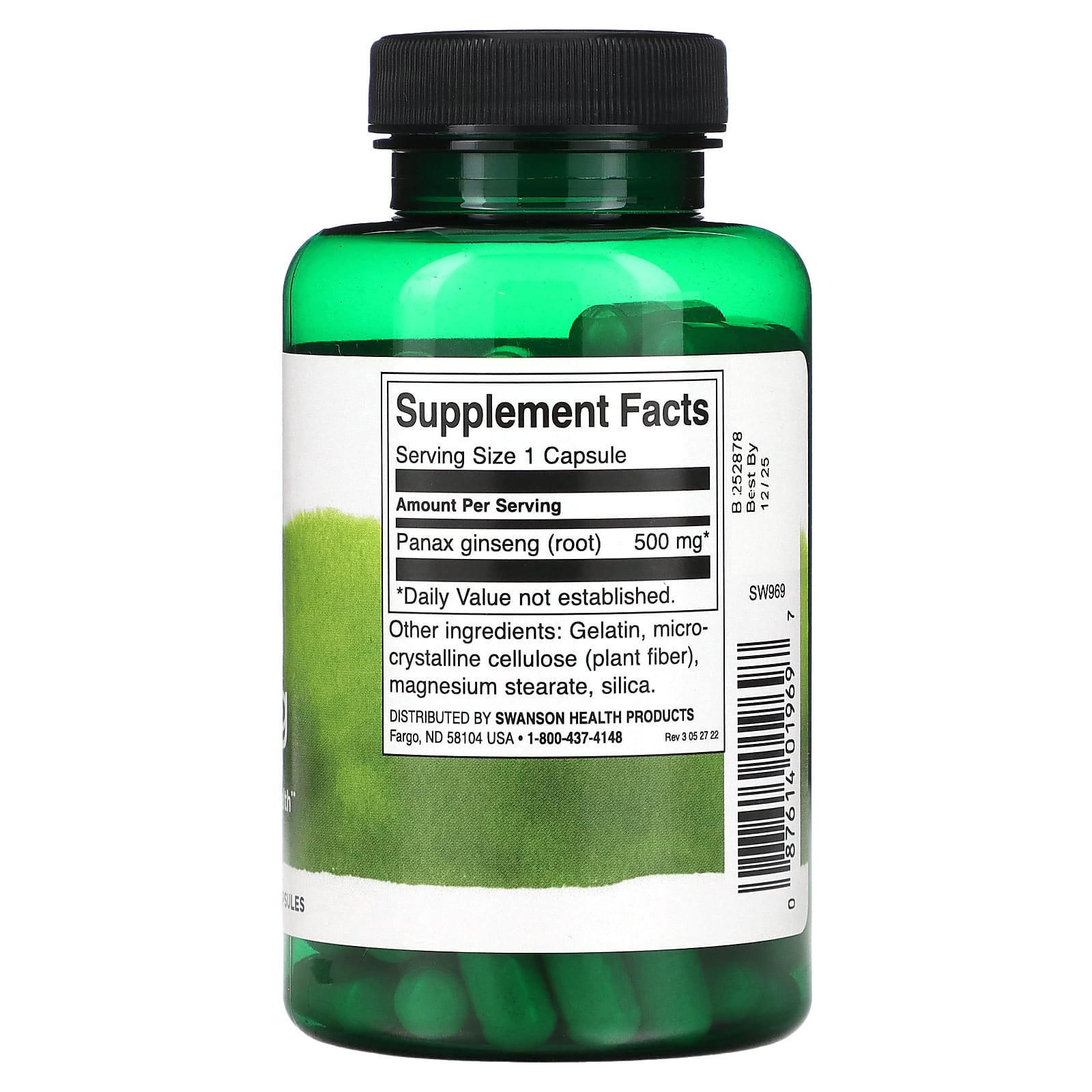 Swanson, Korean Ginseng , 500 mg , 100 Capsules - Image 2