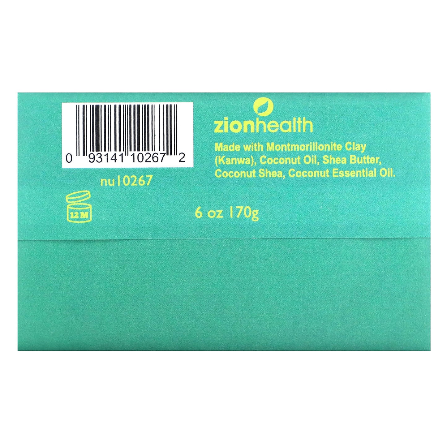 Zion Health, Ancient Clay Bar Soap, Coconut Shea, 6 oz (170 g) - Image 2