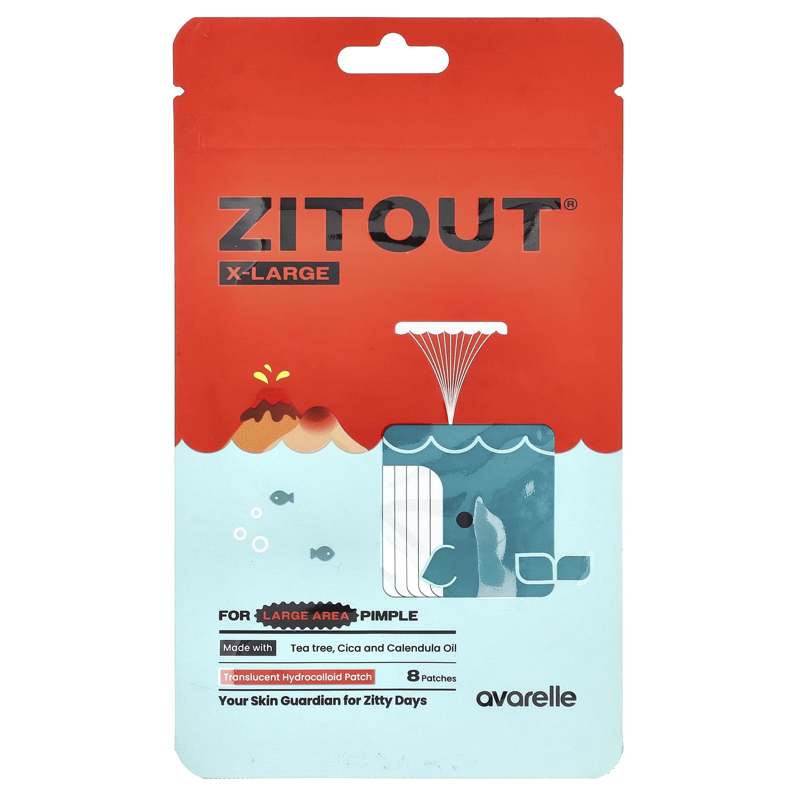 Avarelle ZitOut XL Hydrocolloid Pimple Patches for Large Areas - 8 Patches - Image 1