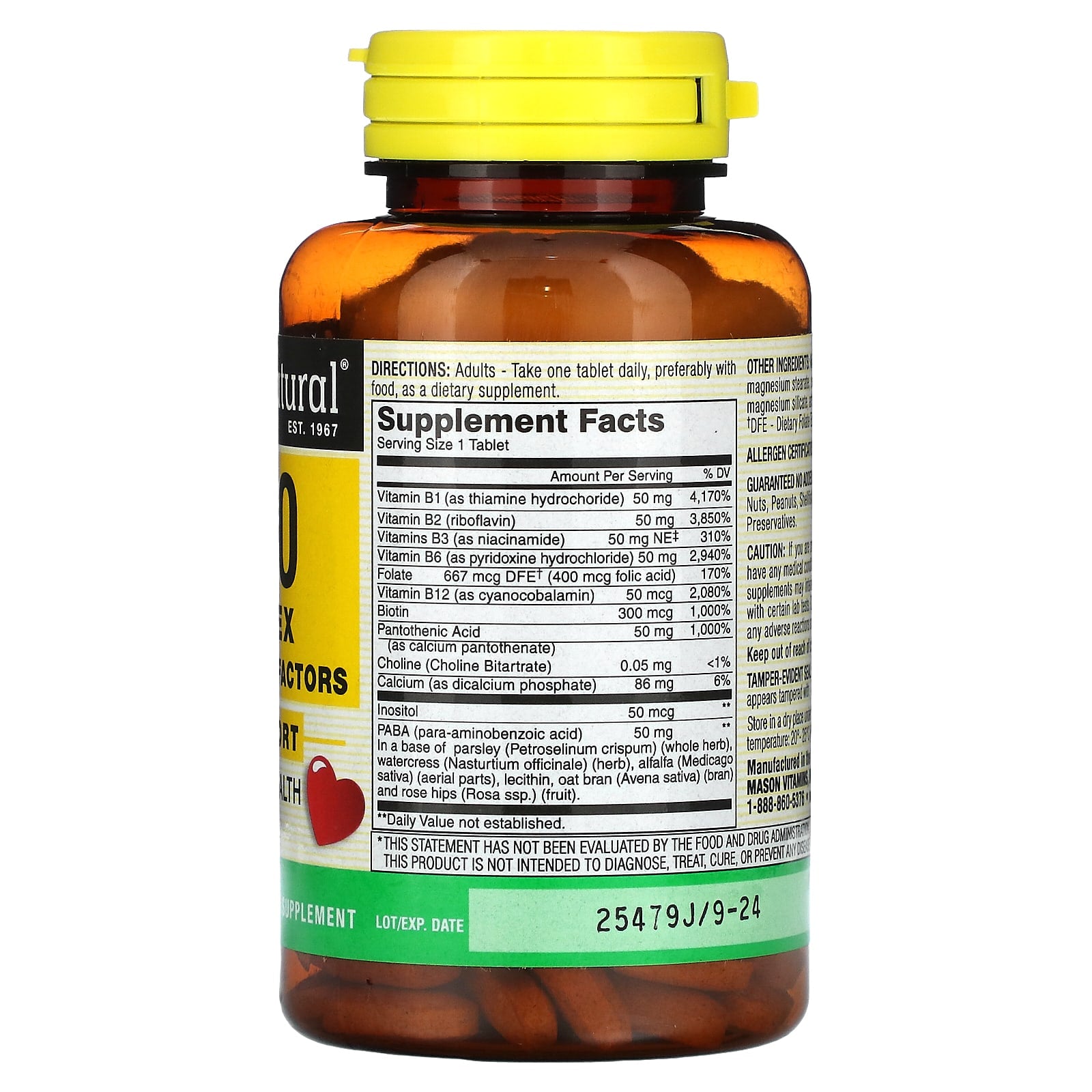 Mason Natural, B-50 Complex, 100 Tablets - Image 2