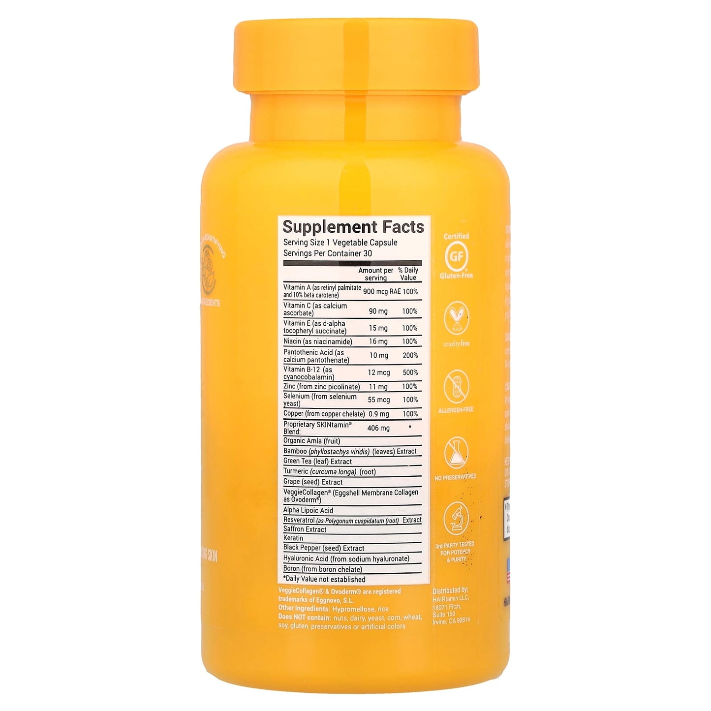 VeggieCollagen Skin Support Supplement by HAIRtamin - 30 Capsules - Image 2