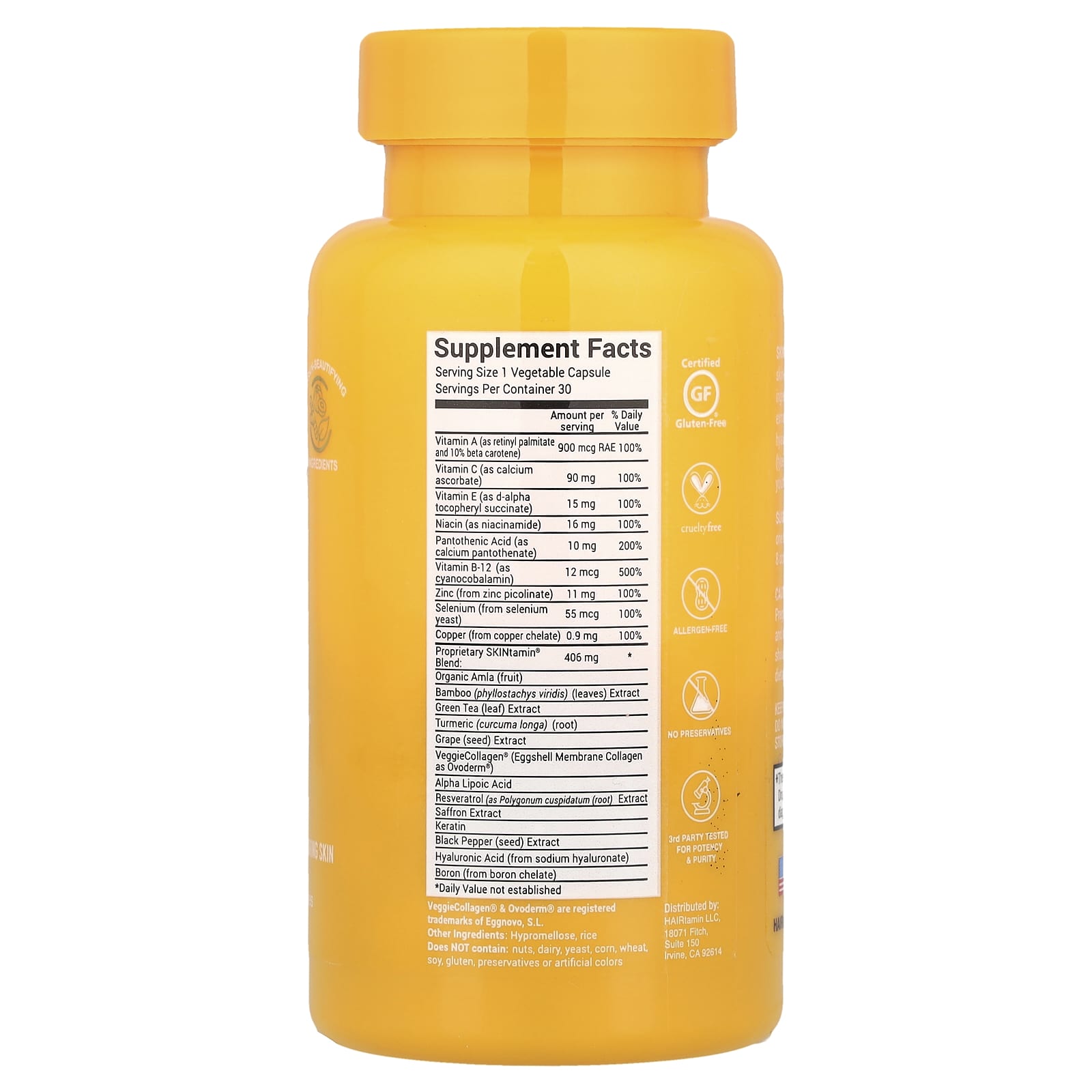 VeggieCollagen Skin Support Supplement by HAIRtamin - 30 Capsules - Image 2