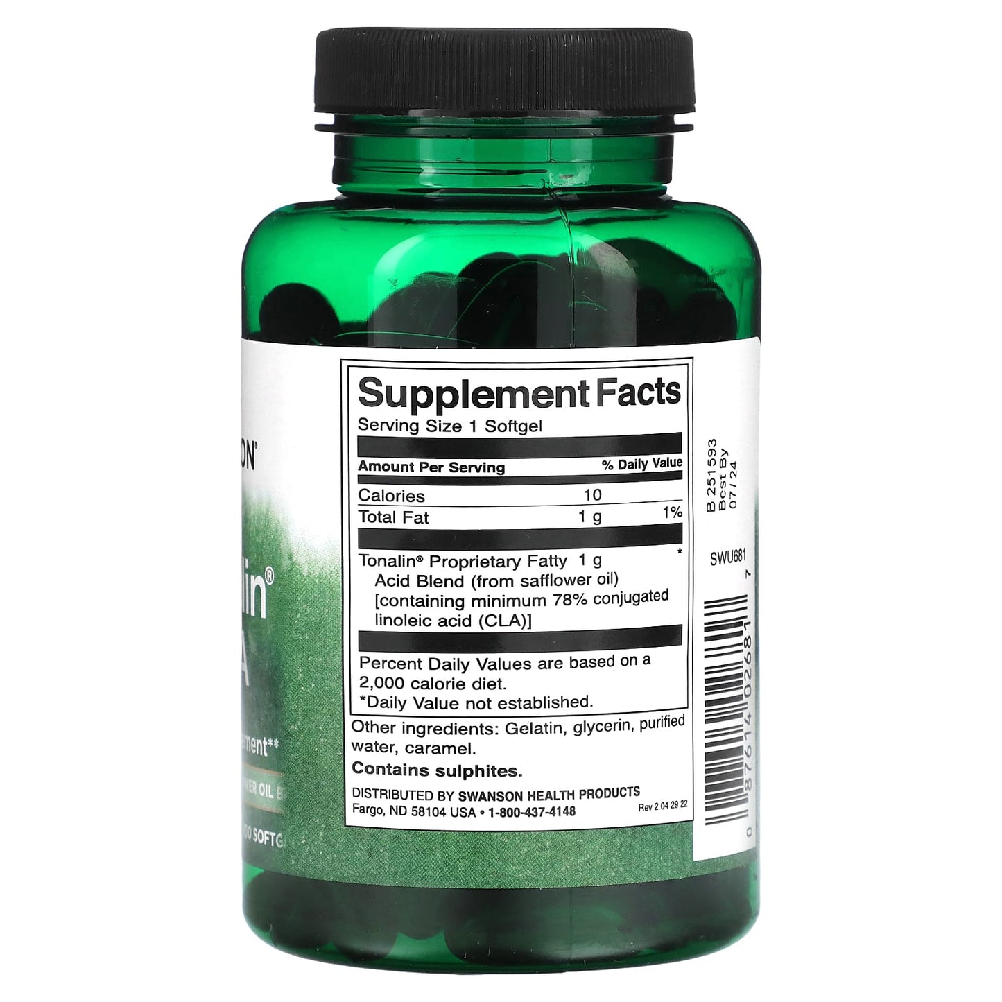 Swanson, Tonalin CLA, 1,000 mg, 100 Softgels - Image 2