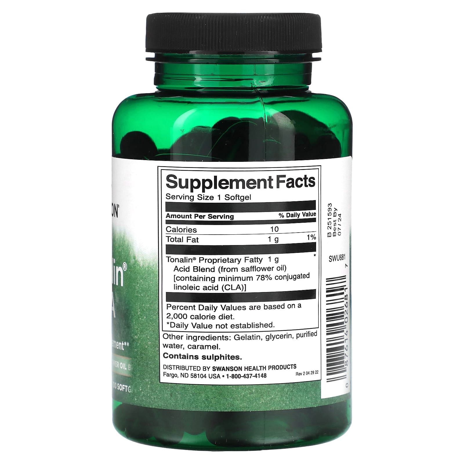 Swanson, Tonalin CLA, 1,000 mg, 100 Softgels - Image 2